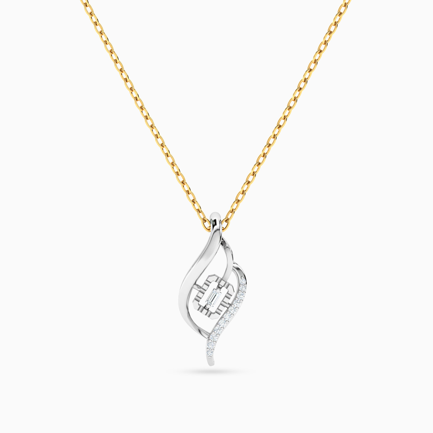 Leaf & Hexagon Diamond Necklace in 18K Gold Leaf & Hexagon Diamond Necklace in 18K Gold