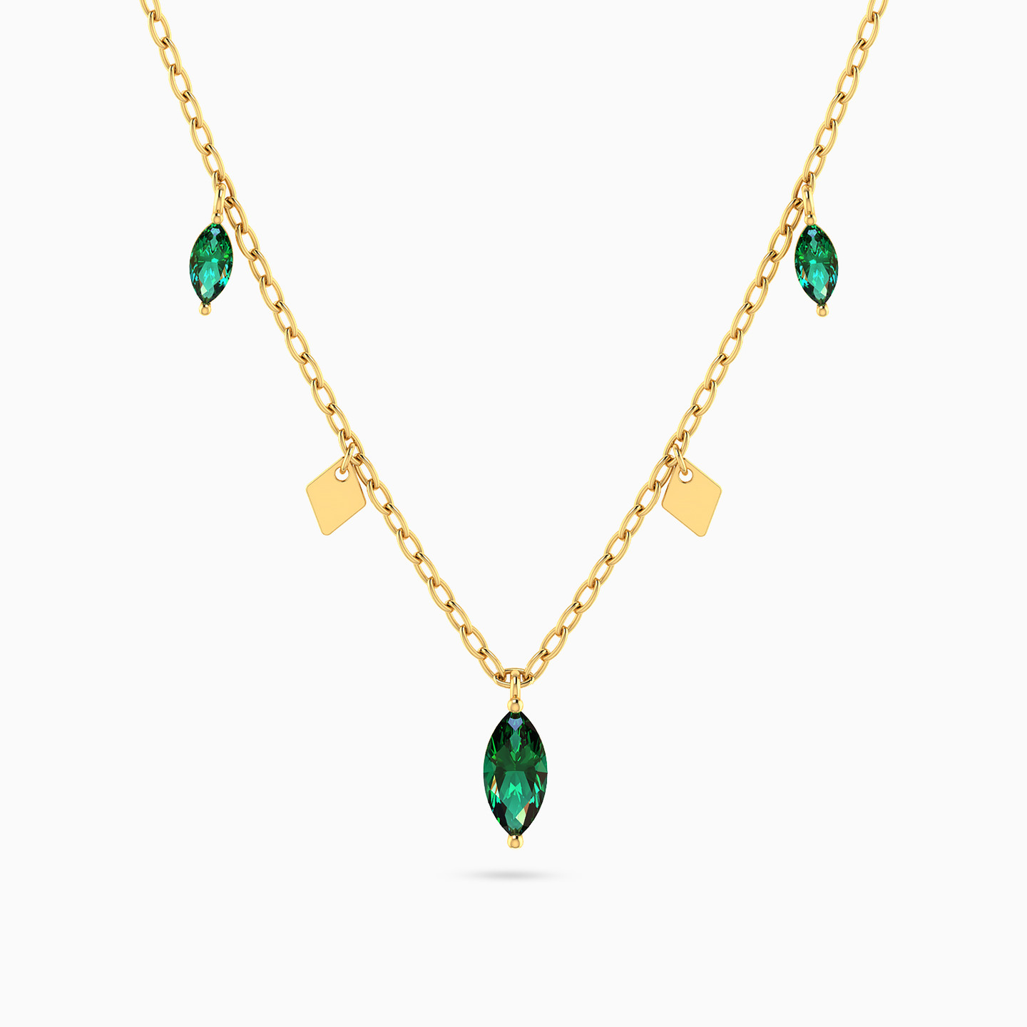 Marquise Green Stones Necklace in 14K Gold Marquise Green Stones Necklace in 14K Gold