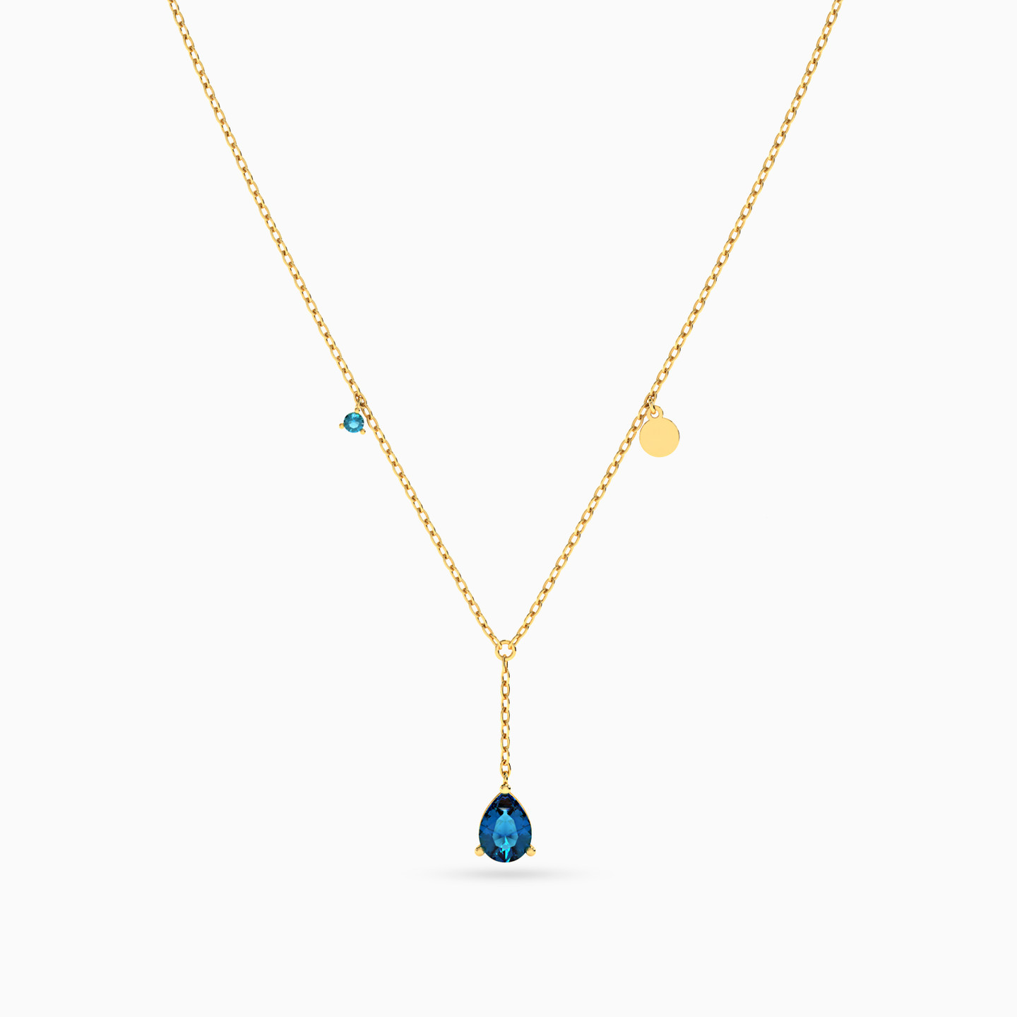 Multi-shaped Colored Stones Necklace in 14K Gold - 3 Multi-shaped Colored Stones Necklace in 14K Gold - 3