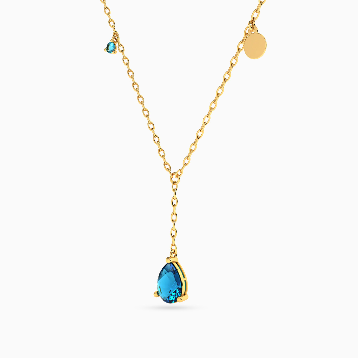 Multi-shaped Colored Stones Necklace in 14K Gold - 2 Multi-shaped Colored Stones Necklace in 14K Gold - 2