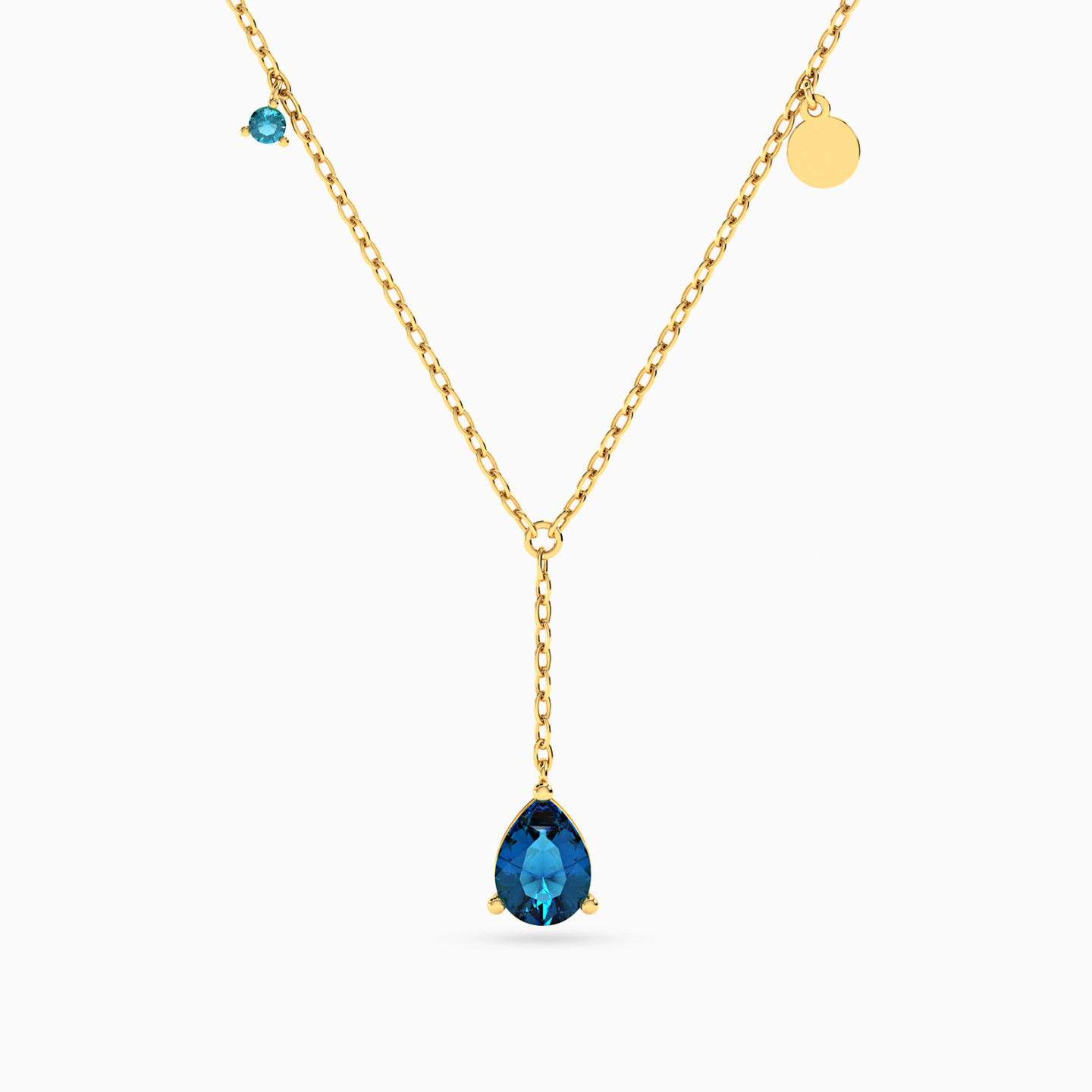 سلسلة ذهب عيار 14 قيراط متعددة الأشكال مزينة بحجر أزرق سلسلة ذهب عيار 14 قيراط متعددة الأشكال مزينة بحجر أزرق