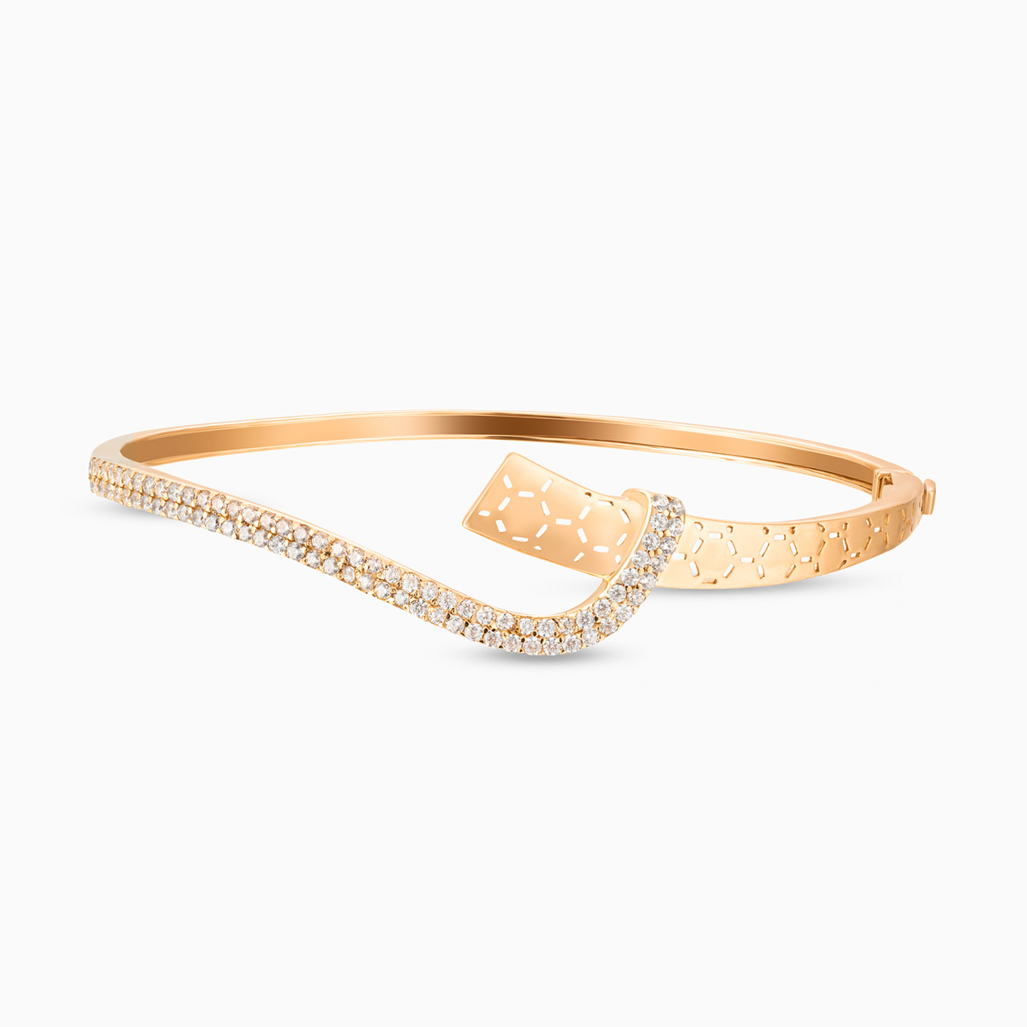 Wavy Cubic Zirconia Half Set in 21K Gold (2 Pieces) - 2 Wavy Cubic Zirconia Half Set in 21K Gold (2 Pieces) - 2