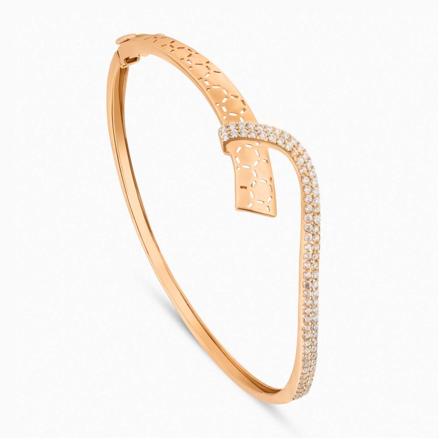 Wavy Cubic Zirconia Half Set in 21K Gold (2 Pieces) - 4 Wavy Cubic Zirconia Half Set in 21K Gold (2 Pieces) - 4
