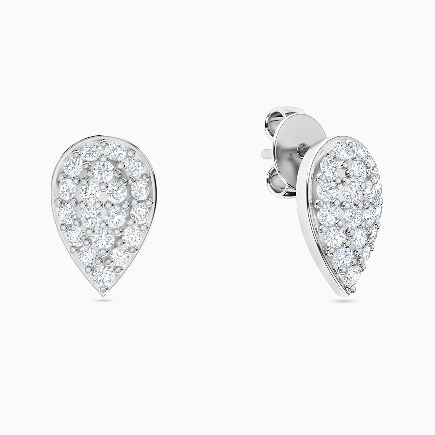 18K Gold Cubic Zirconia Stud Earrings - 2