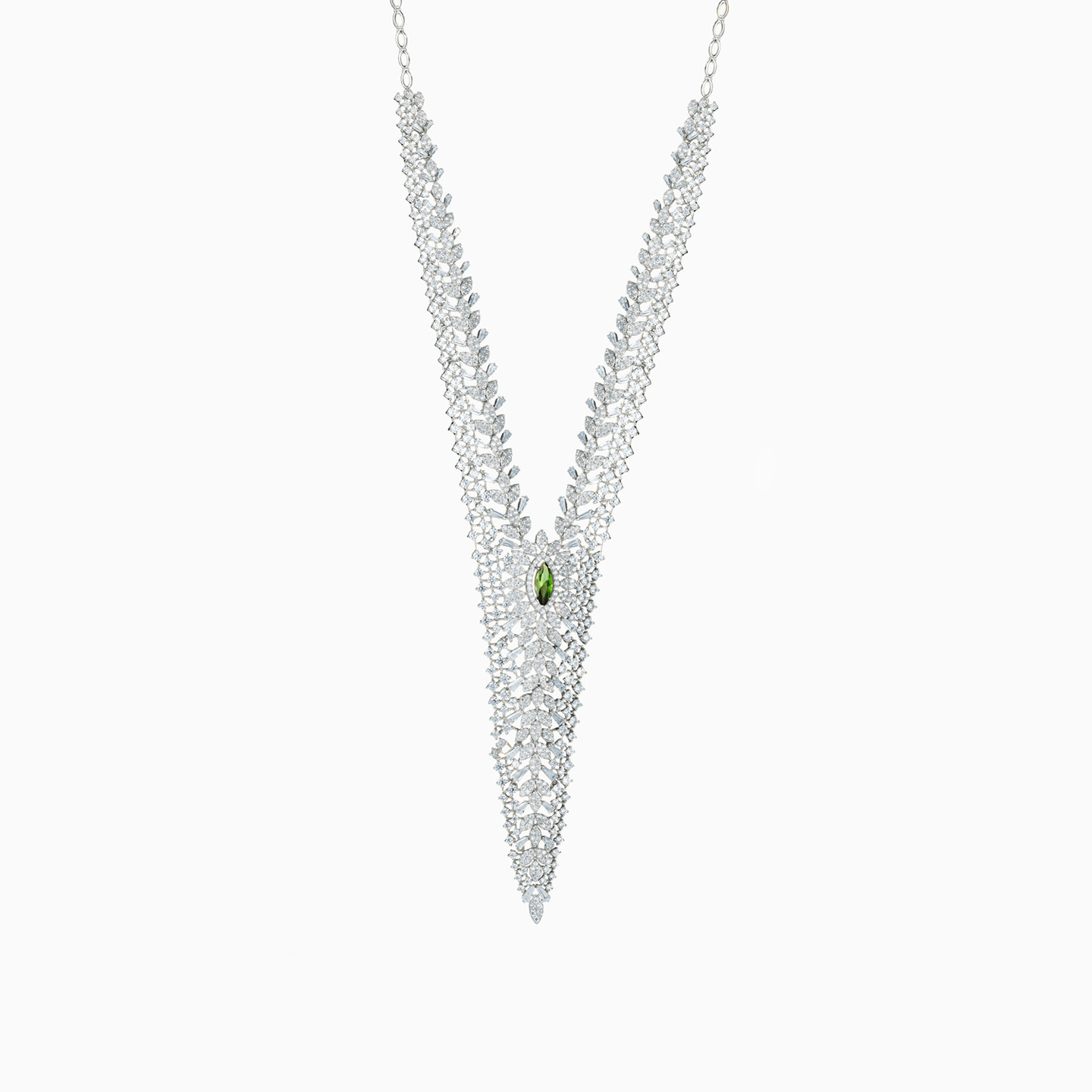 طقم كامل ذهب ماركيز عيار 18 قيراط مزين بحجر أخضر - 2 طقم كامل ذهب ماركيز عيار 18 قيراط مزين بحجر أخضر - 2