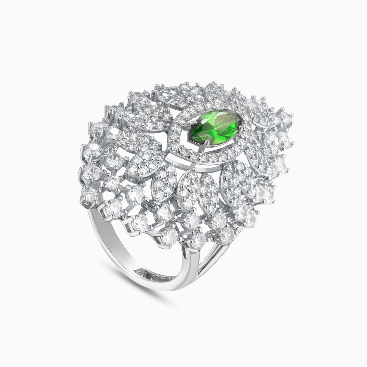 طقم كامل ذهب ماركيز عيار 18 قيراط مزين بحجر أخضر - 4 طقم كامل ذهب ماركيز عيار 18 قيراط مزين بحجر أخضر - 4