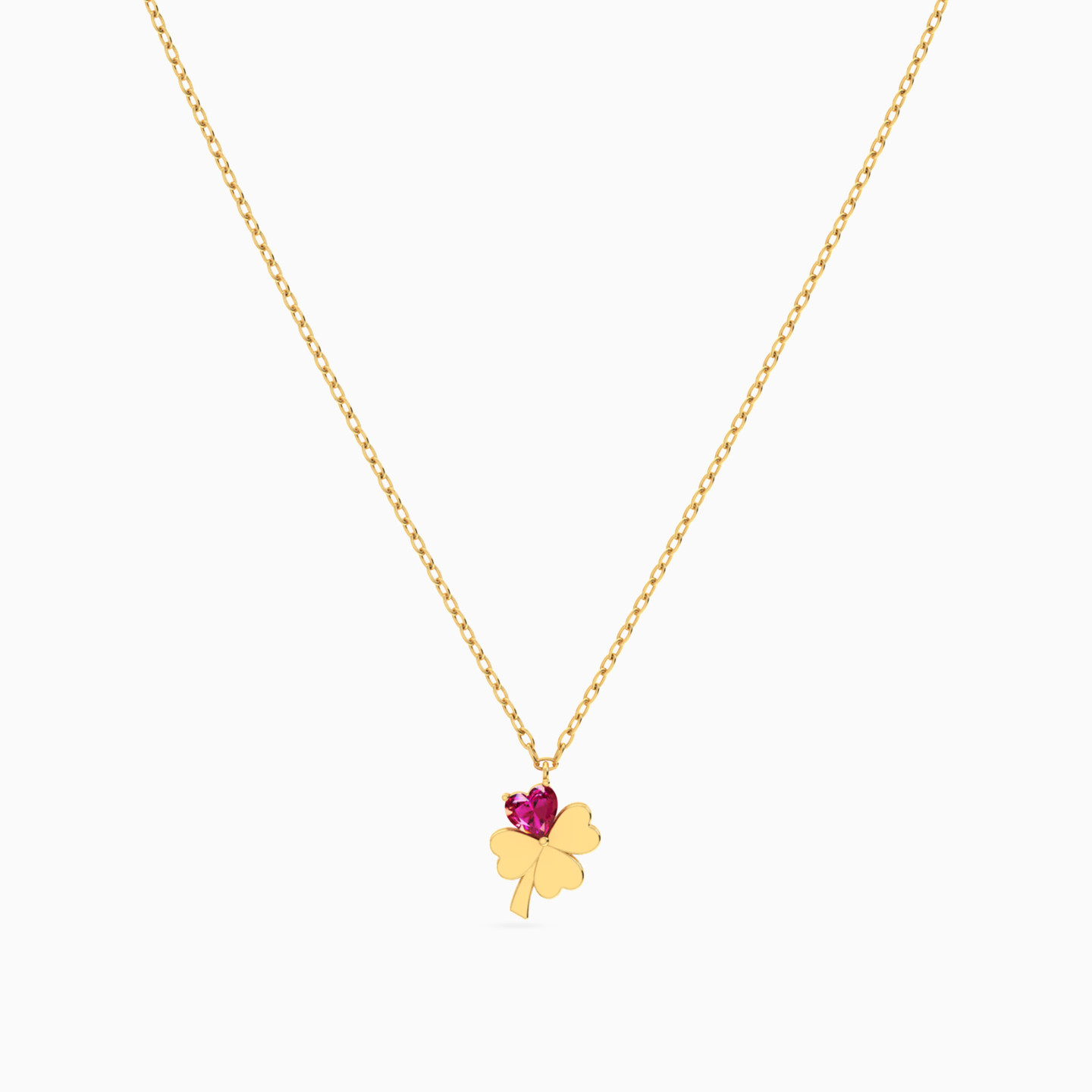Clover Rose Stone Necklace in 14K Gold - 3 Clover Rose Stone Necklace in 14K Gold - 3