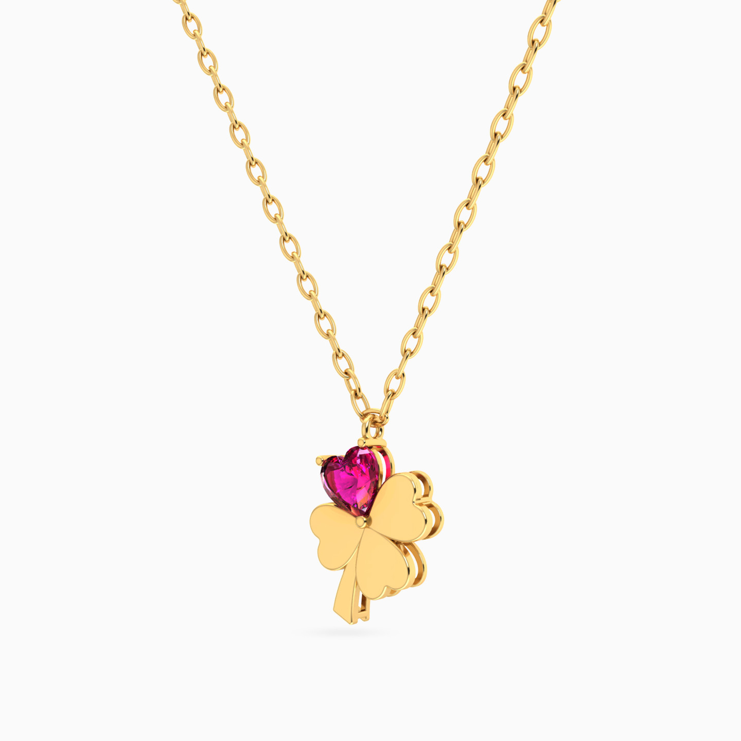 Clover Rose Stone Necklace in 14K Gold - 2 Clover Rose Stone Necklace in 14K Gold - 2