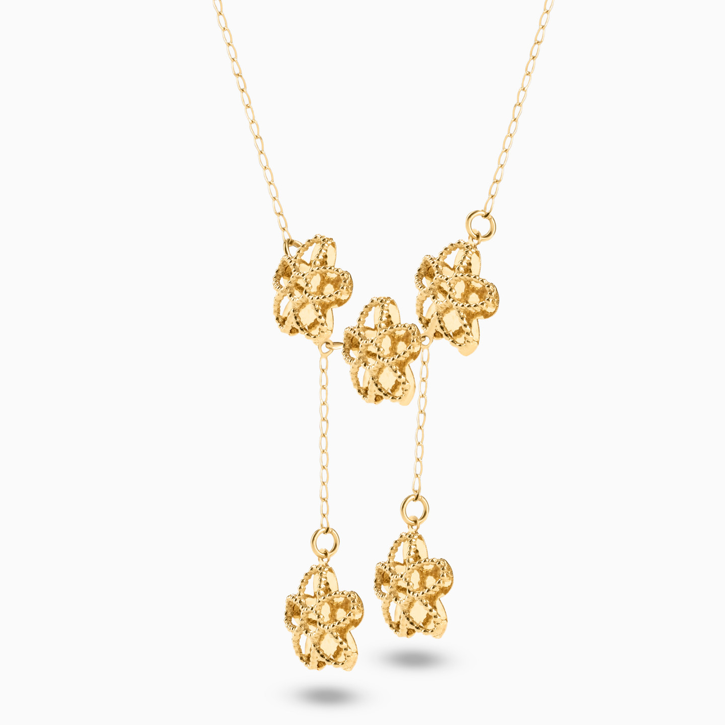 Flower Chain Necklace in 18K Gold - 2 Flower Chain Necklace in 18K Gold - 2