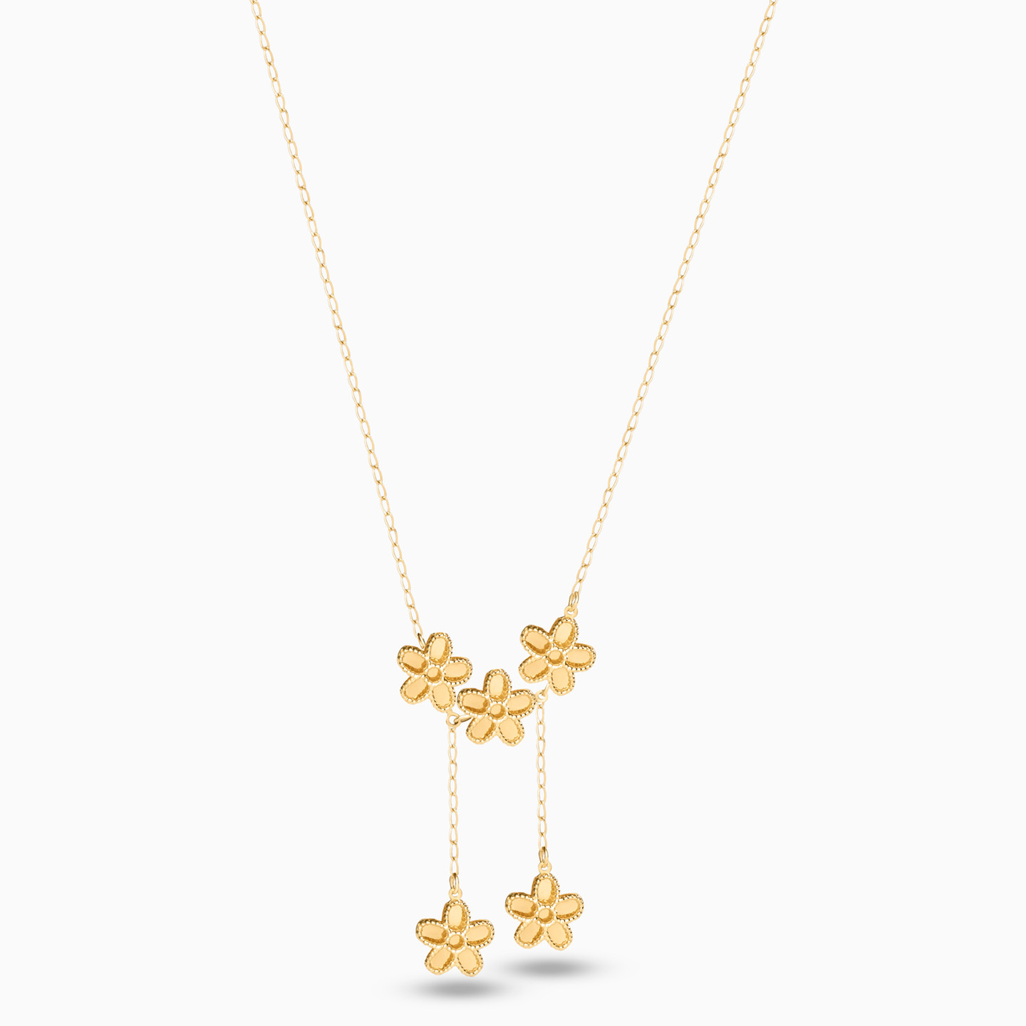 Flower Chain Necklace in 18K Gold - 3 Flower Chain Necklace in 18K Gold - 3