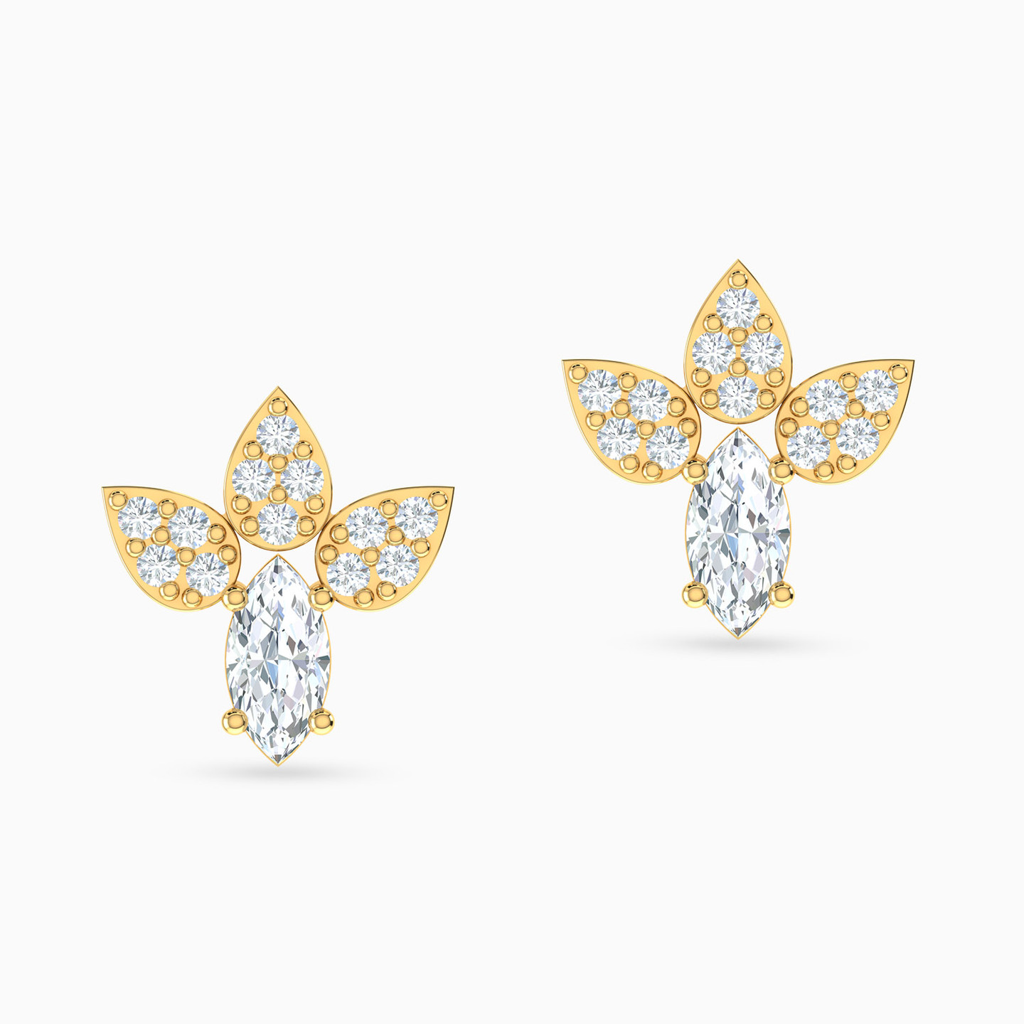 18K Gold Cubic Zirconia Stud Earrings