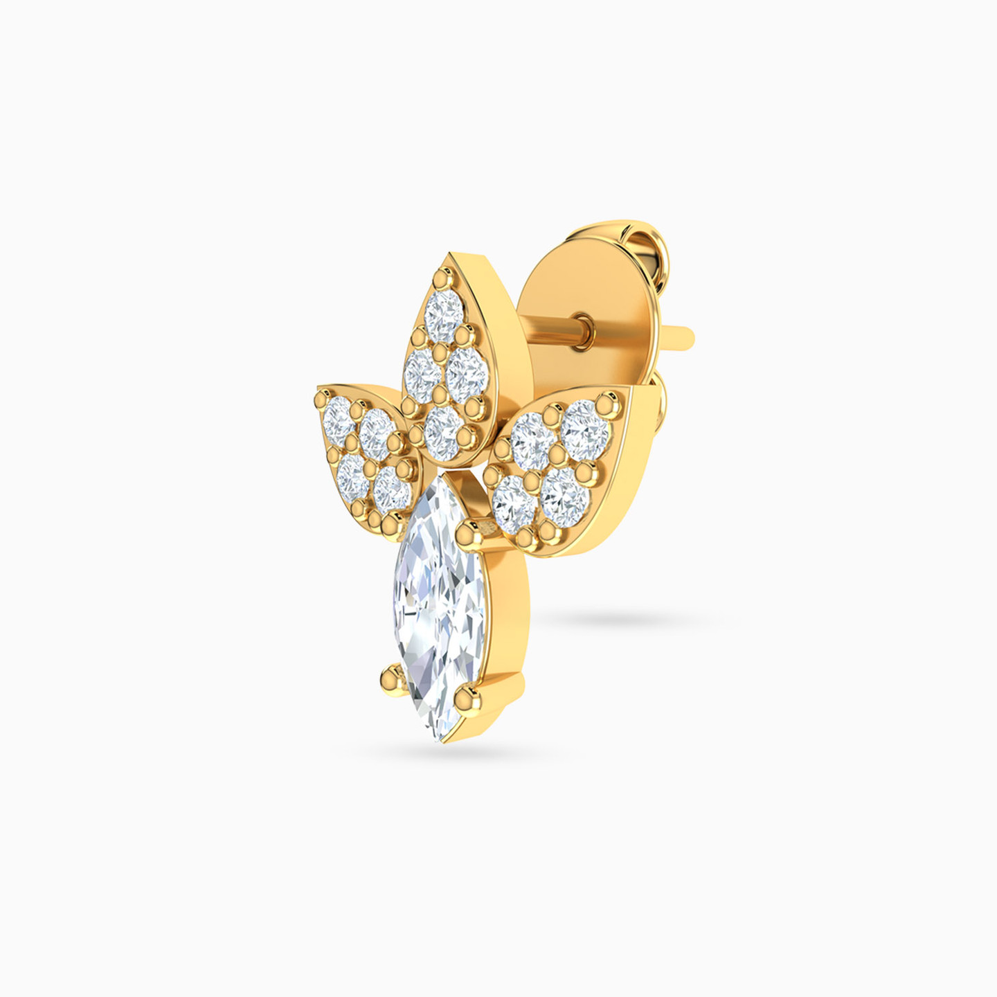 18K Gold Cubic Zirconia Stud Earrings - 3