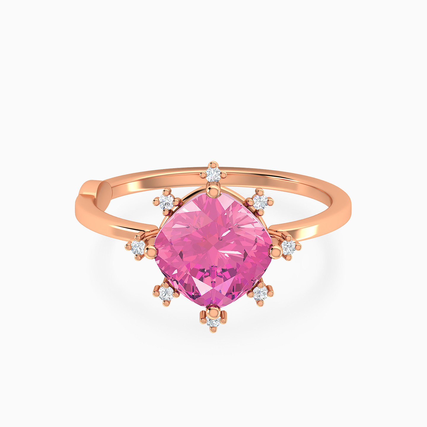 خاتم ذهب دائرة عيار 18 قيراط مزين بالألماس وحجر وردي خاتم ذهب دائرة عيار 18 قيراط مزين بالألماس وحجر وردي