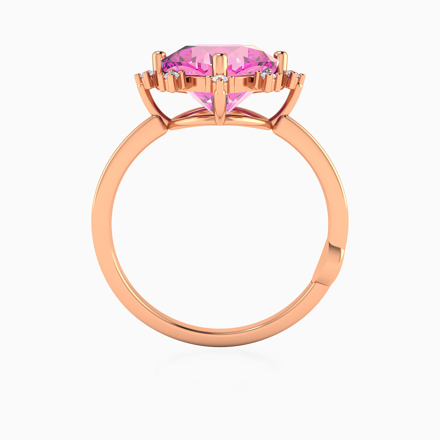 خاتم ذهب دائرة عيار 18 قيراط مزين بالألماس وحجر وردي - 3 خاتم ذهب دائرة عيار 18 قيراط مزين بالألماس وحجر وردي - 3