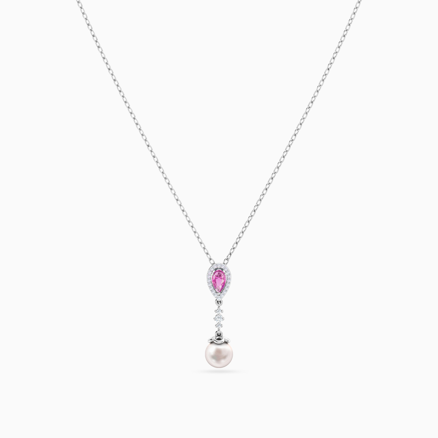 Multishaped Diamond & Pearl Pendant in 18K Gold - 3 Multishaped Diamond & Pearl Pendant in 18K Gold - 3