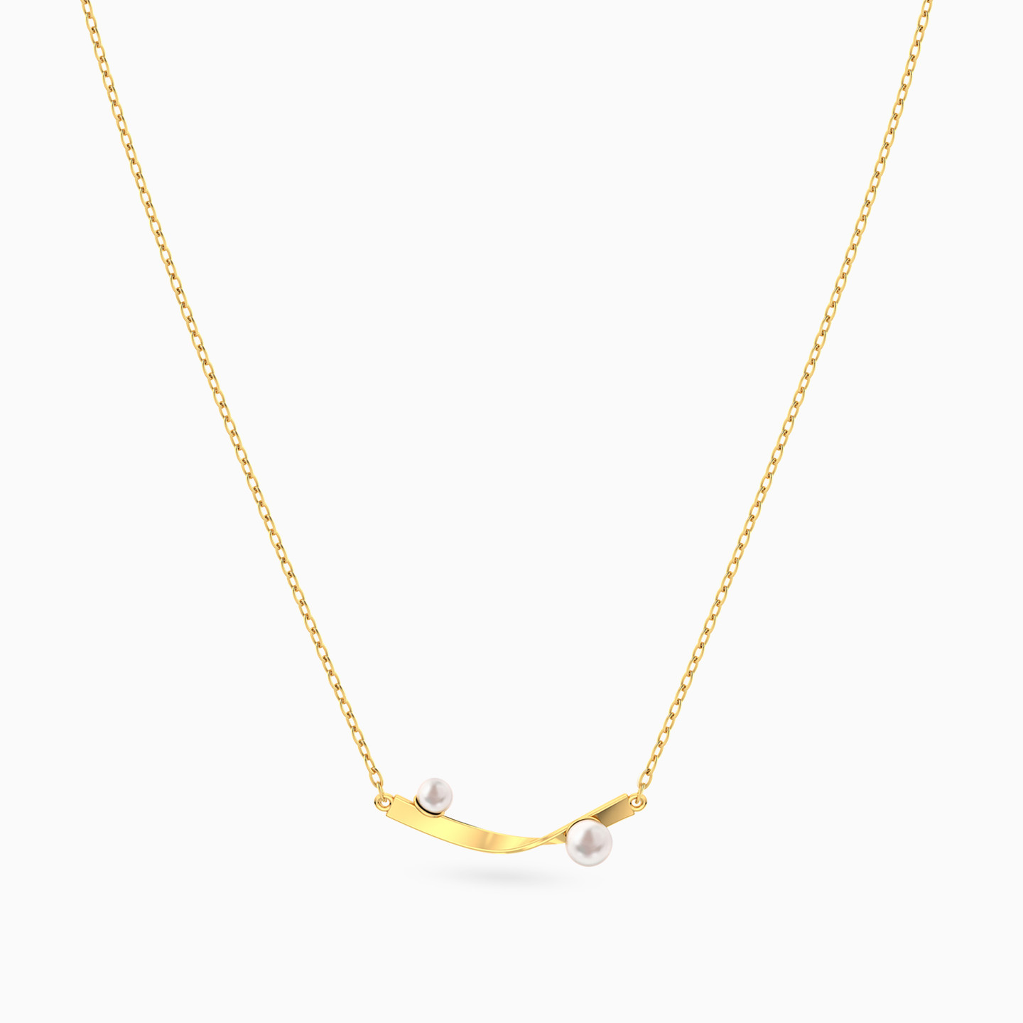 Swirling Arc Pearl Necklace in 14K Gold - 3 Swirling Arc Pearl Necklace in 14K Gold - 3