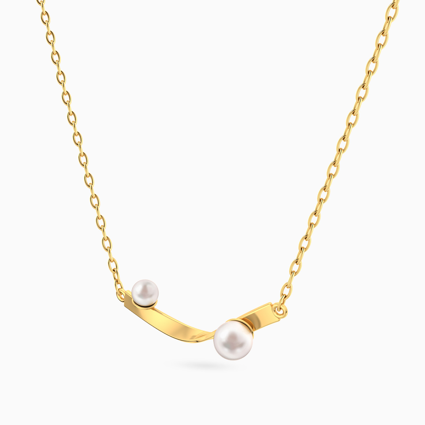 Swirling Arc Pearl Necklace in 14K Gold - 2 Swirling Arc Pearl Necklace in 14K Gold - 2