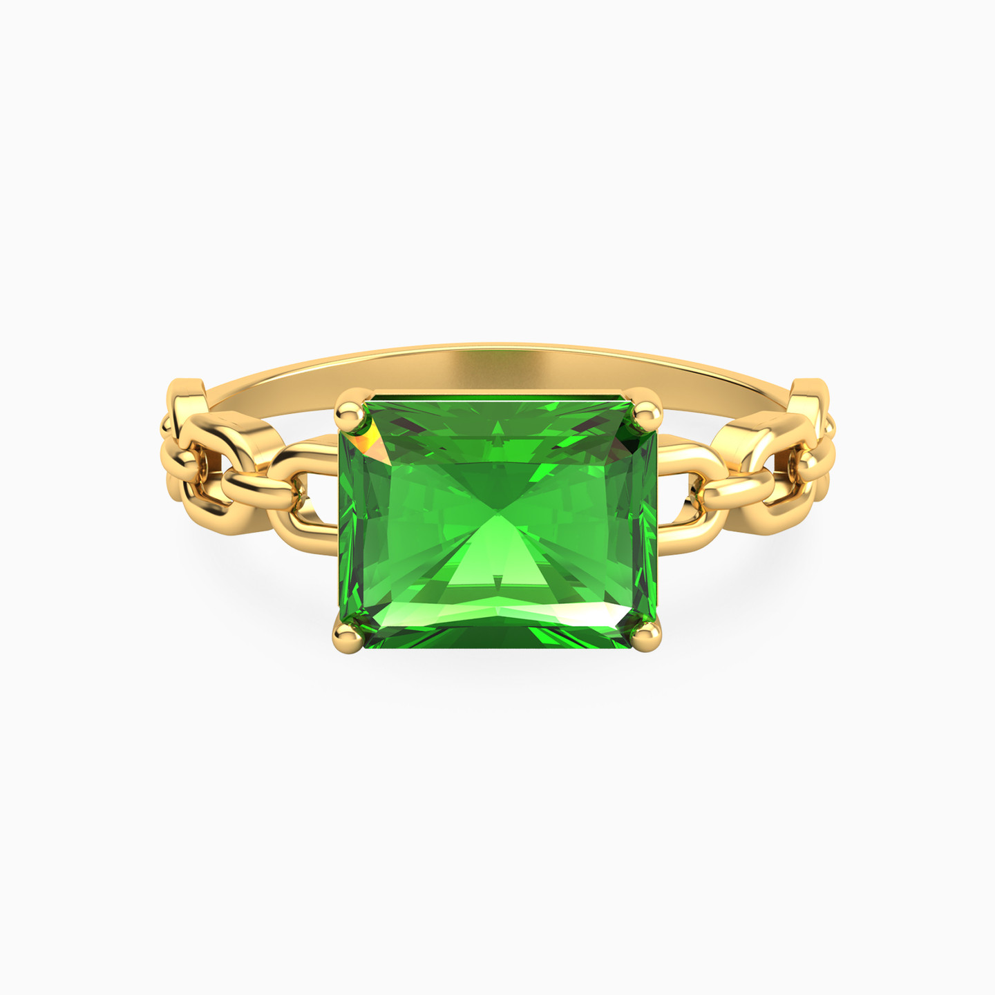 Baguette Green Stones Ring in 18K Gold Baguette Green Stones Ring in 18K Gold