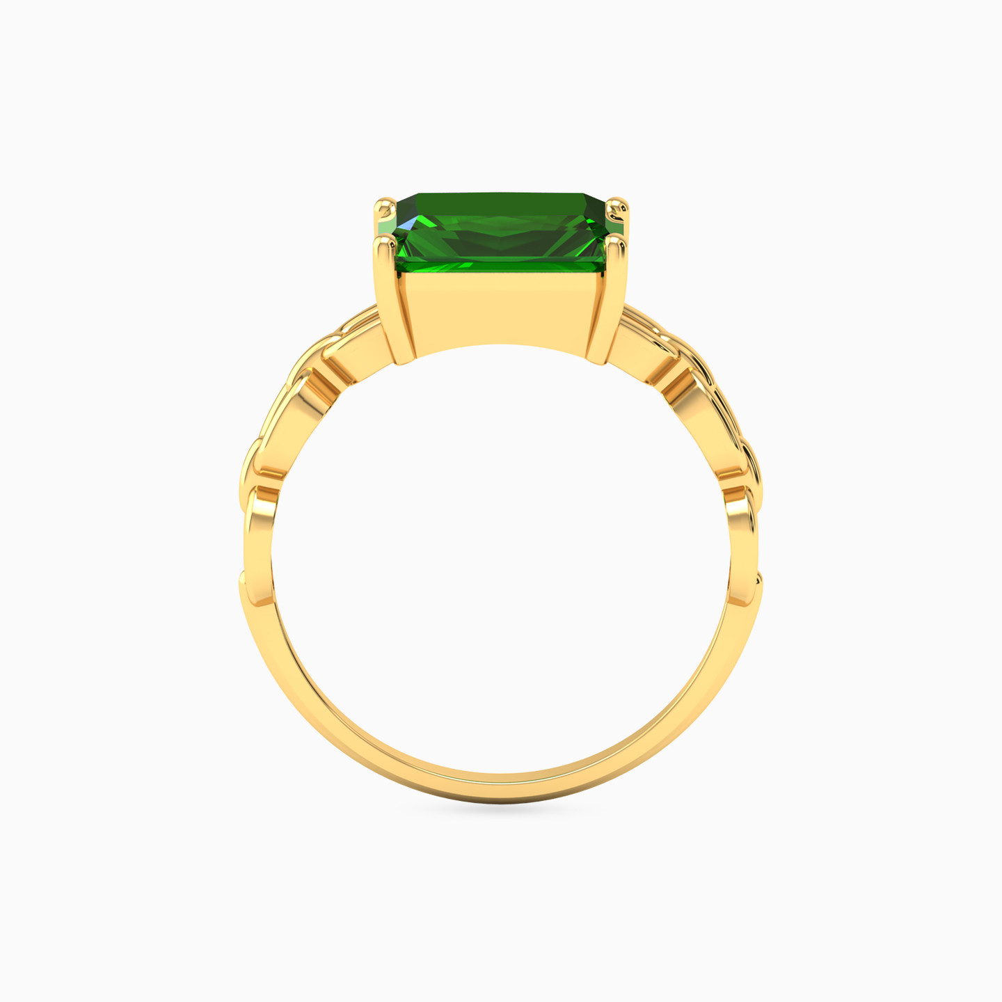 Baguette Green Stones Ring in 18K Gold - 4 Baguette Green Stones Ring in 18K Gold - 4
