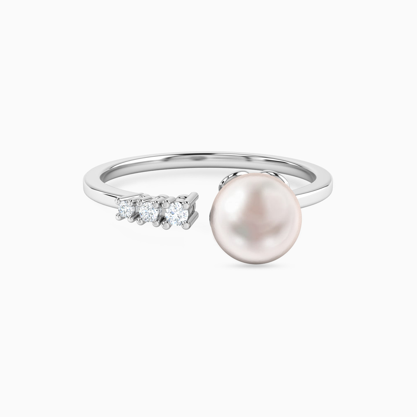 18K Gold Diamond & Pearls Two-headed Ring