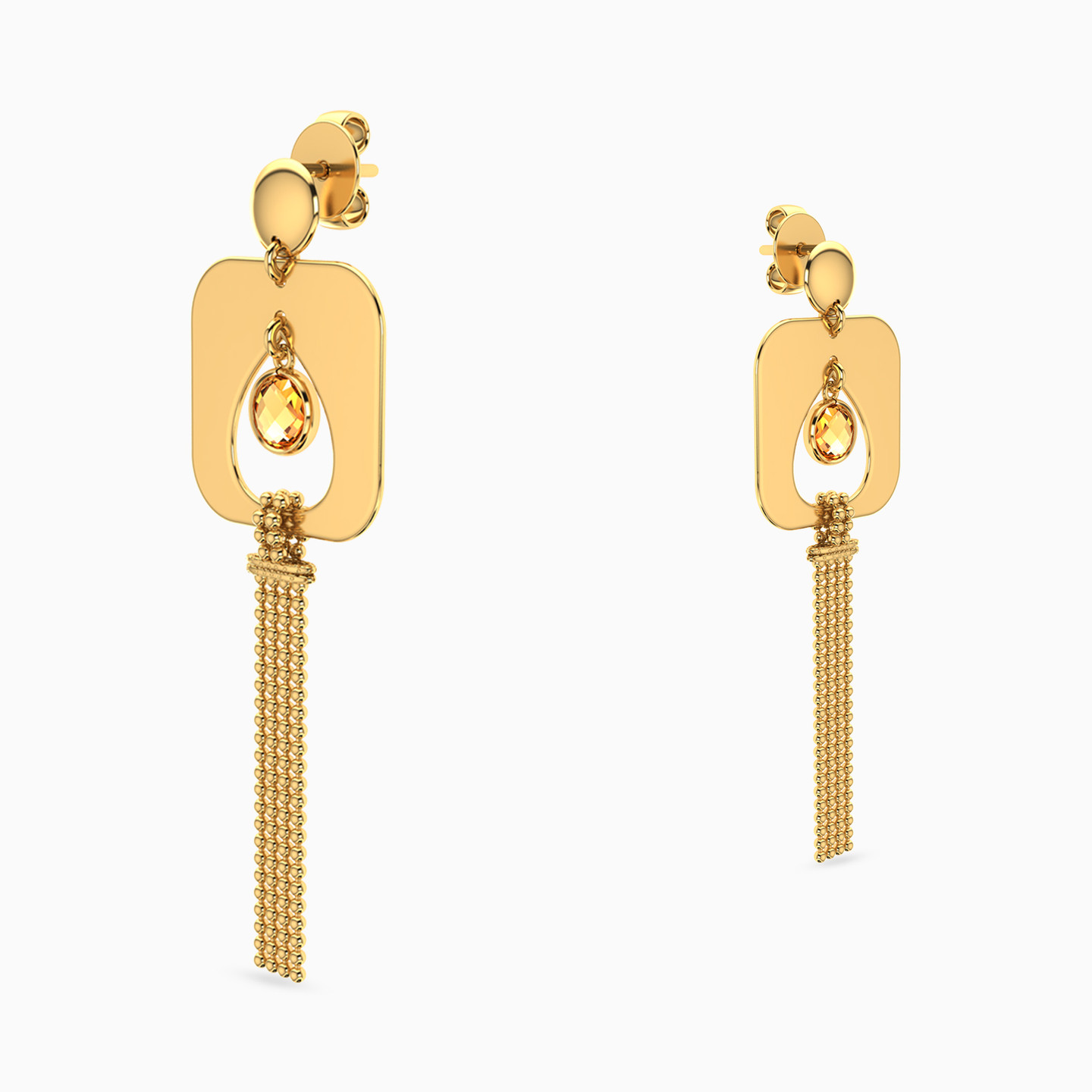 18K Gold Colored Stones Drop Earrings - 3