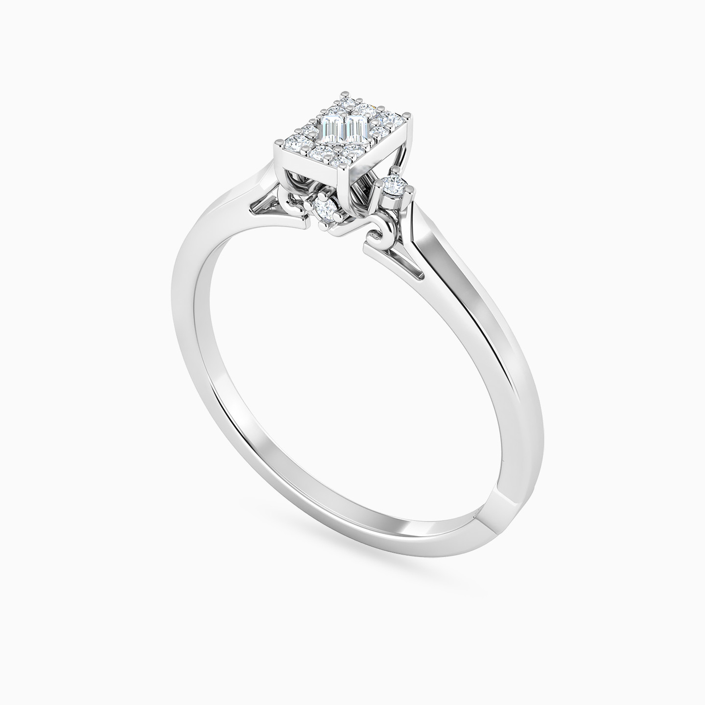 Rectangle Diamond Ring in 18K Gold - 2 Rectangle Diamond Ring in 18K Gold - 2