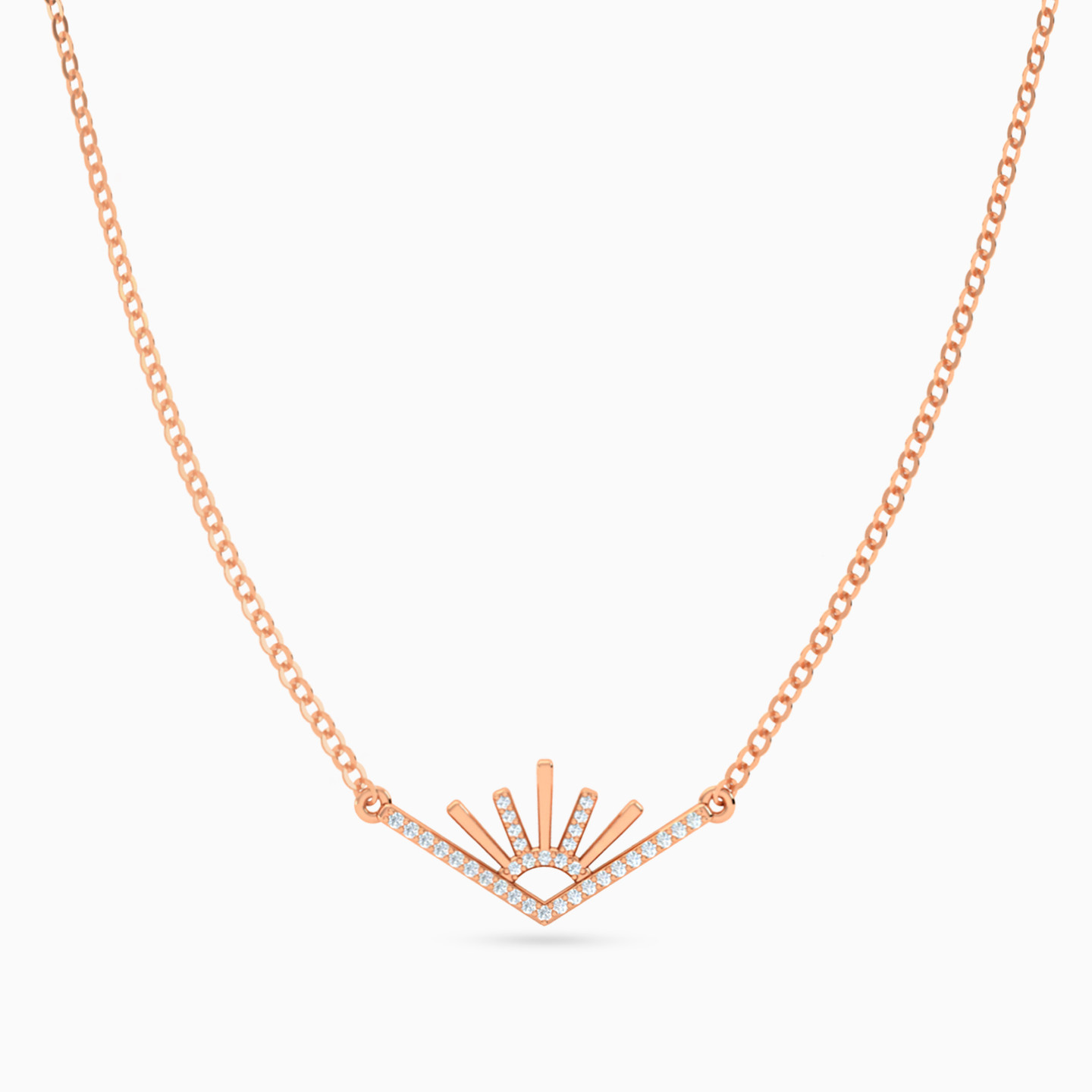  سلسلة ذهب شمس ساطعة عيار 18 قيراط مزينة بالألماس من مجموعة بريق