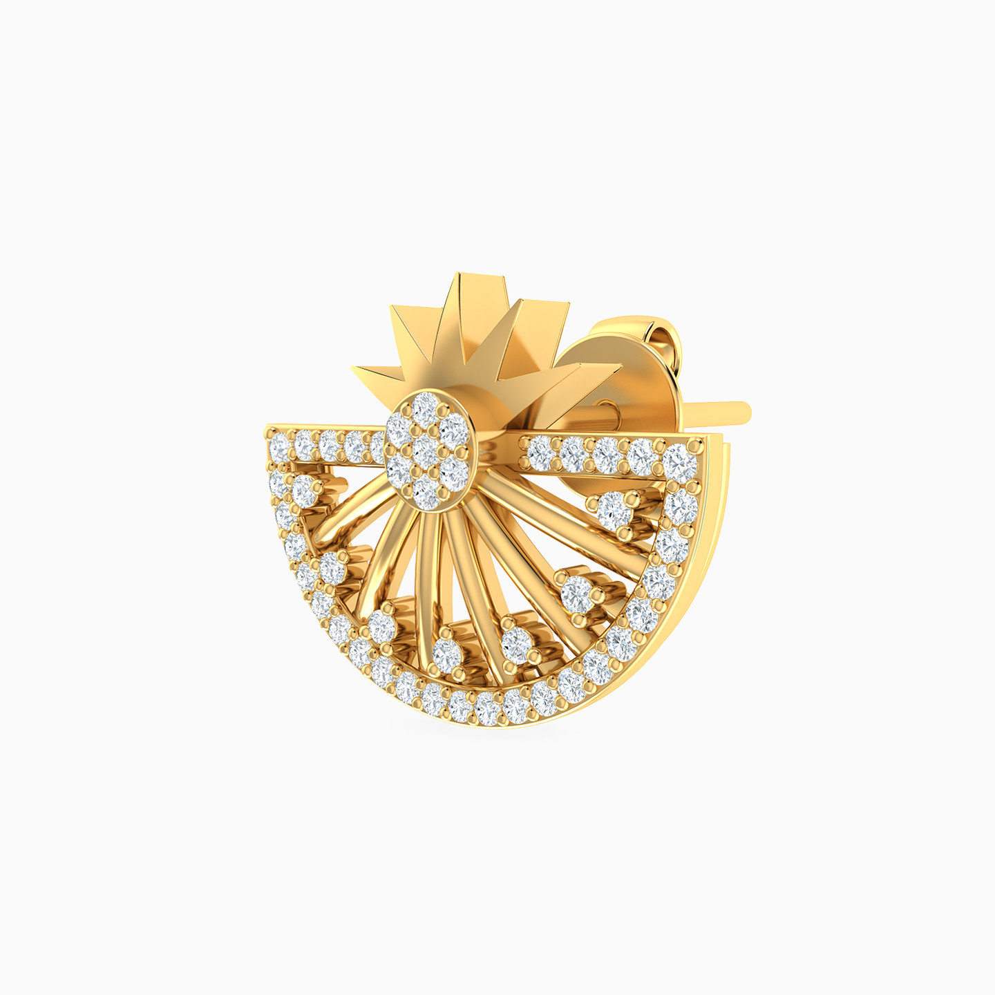 Le Soliel Semi Circle Diamond Stud Earrings in 18K Gold - 4 Le Soliel Semi Circle Diamond Stud Earrings in 18K Gold - 4