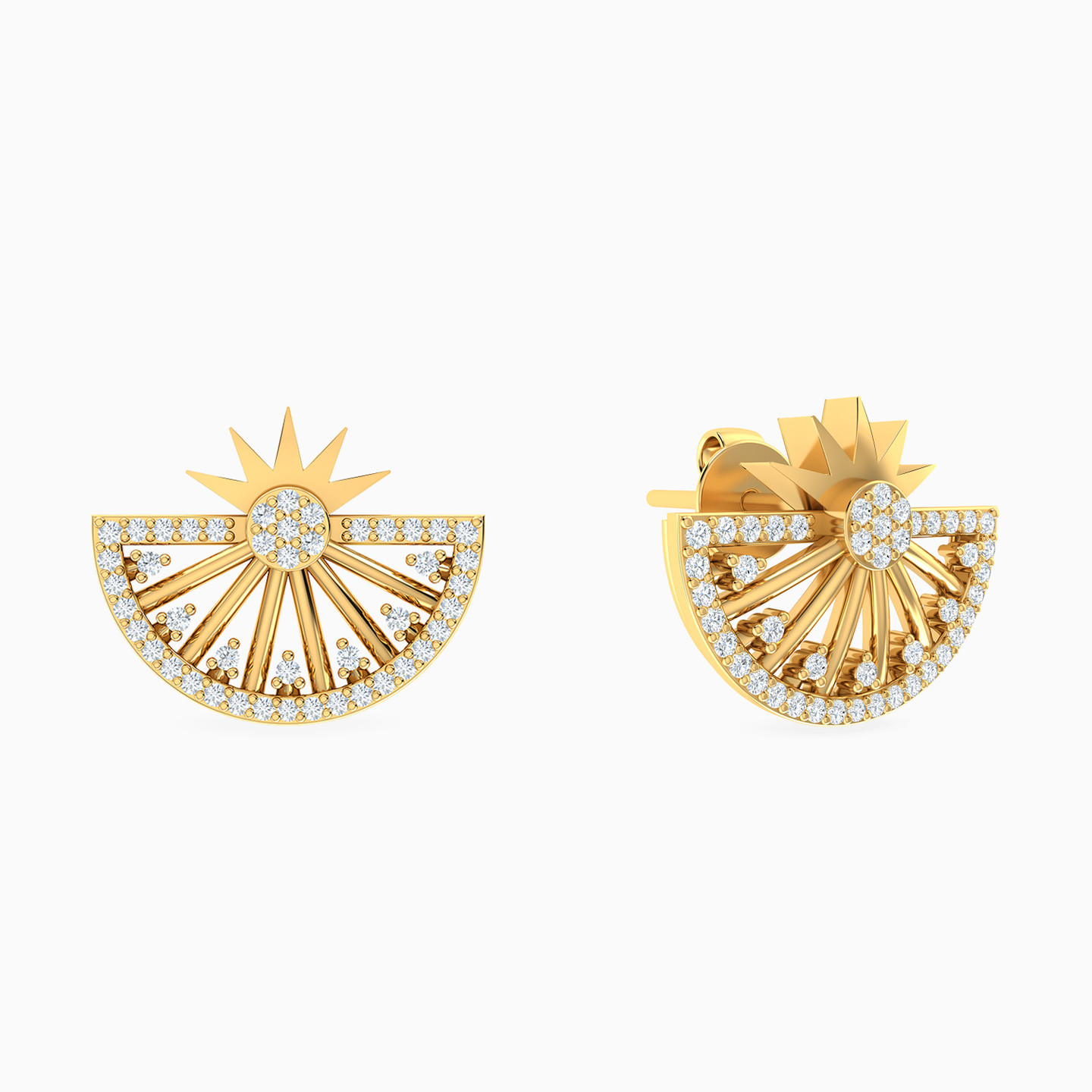 Le Soliel Semi Circle Diamond Stud Earrings in 18K Gold Le Soliel Semi Circle Diamond Stud Earrings in 18K Gold