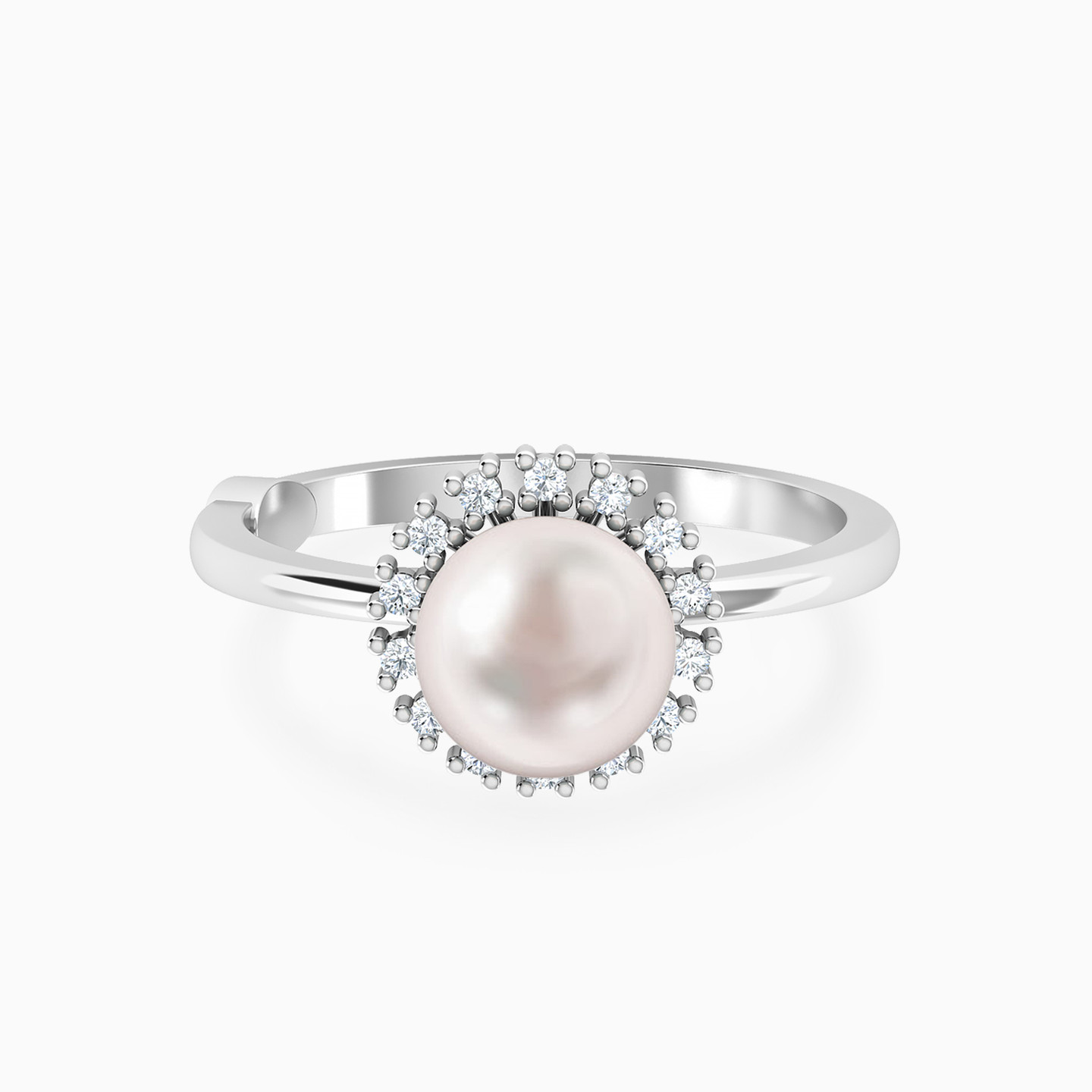 خاتم ذهب دائري عيار 18 قيراط مزين بالألماس واللؤلؤ خاتم ذهب دائري عيار 18 قيراط مزين بالألماس واللؤلؤ