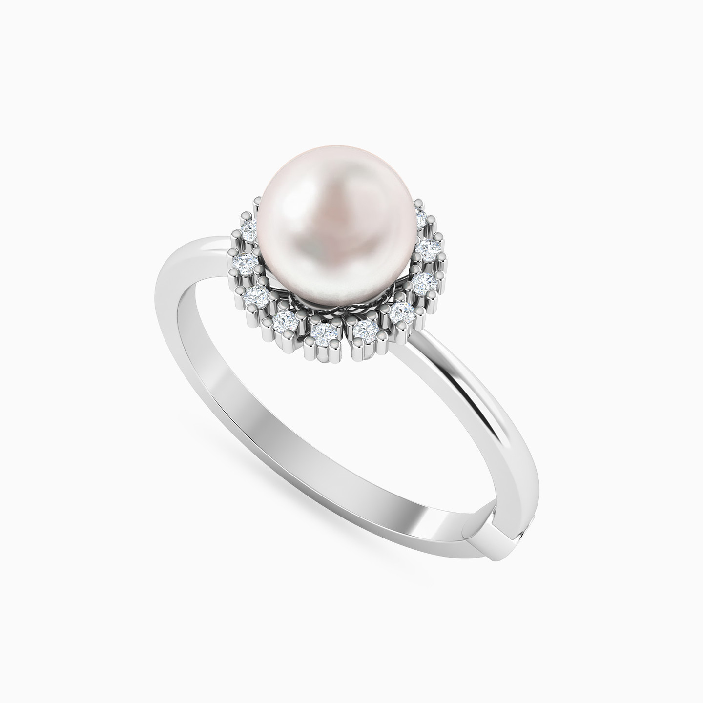 خاتم ذهب دائري عيار 18 قيراط مزين بالألماس واللؤلؤ - 3 خاتم ذهب دائري عيار 18 قيراط مزين بالألماس واللؤلؤ - 3