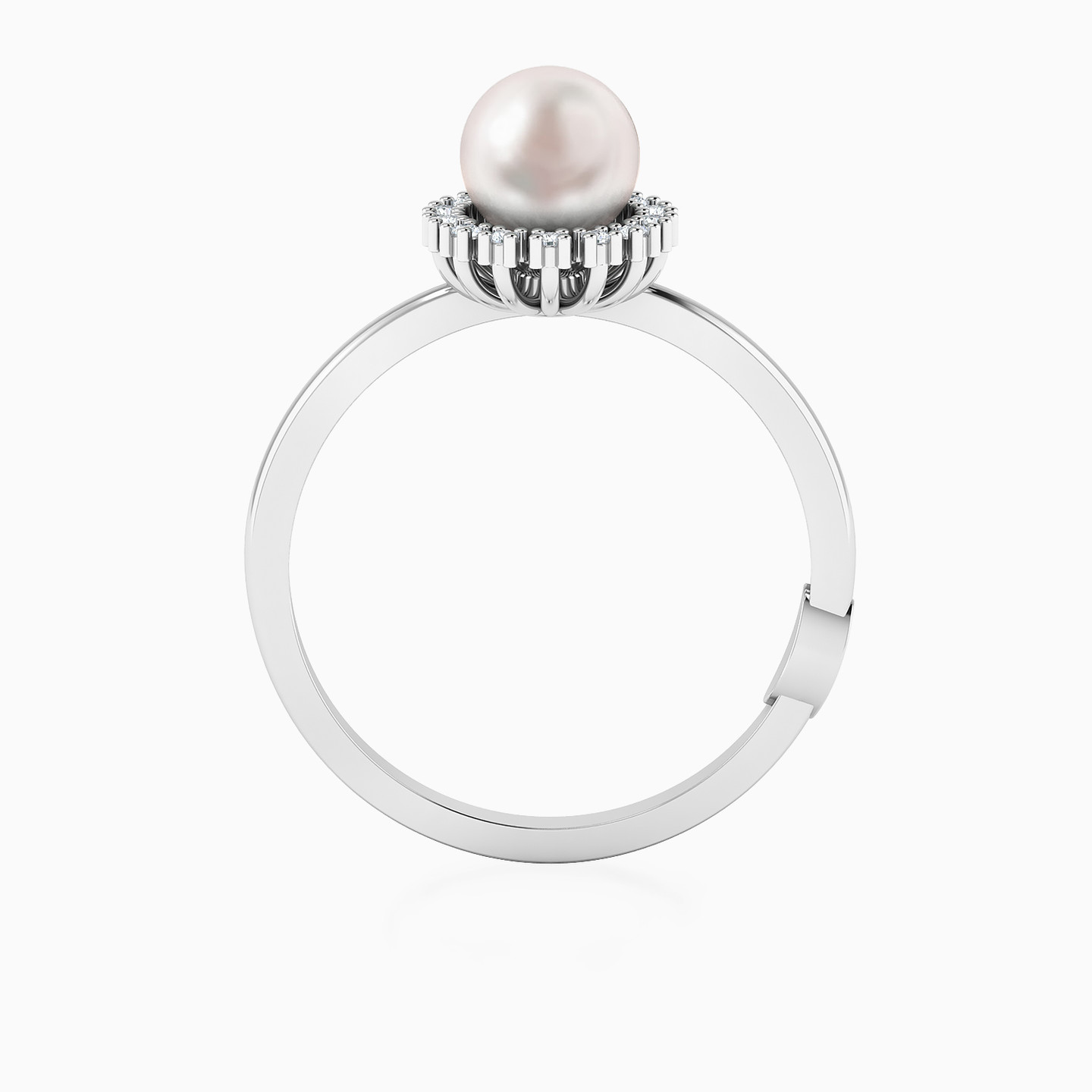 خاتم ذهب دائري عيار 18 قيراط مزين بالألماس واللؤلؤ - 4 خاتم ذهب دائري عيار 18 قيراط مزين بالألماس واللؤلؤ - 4