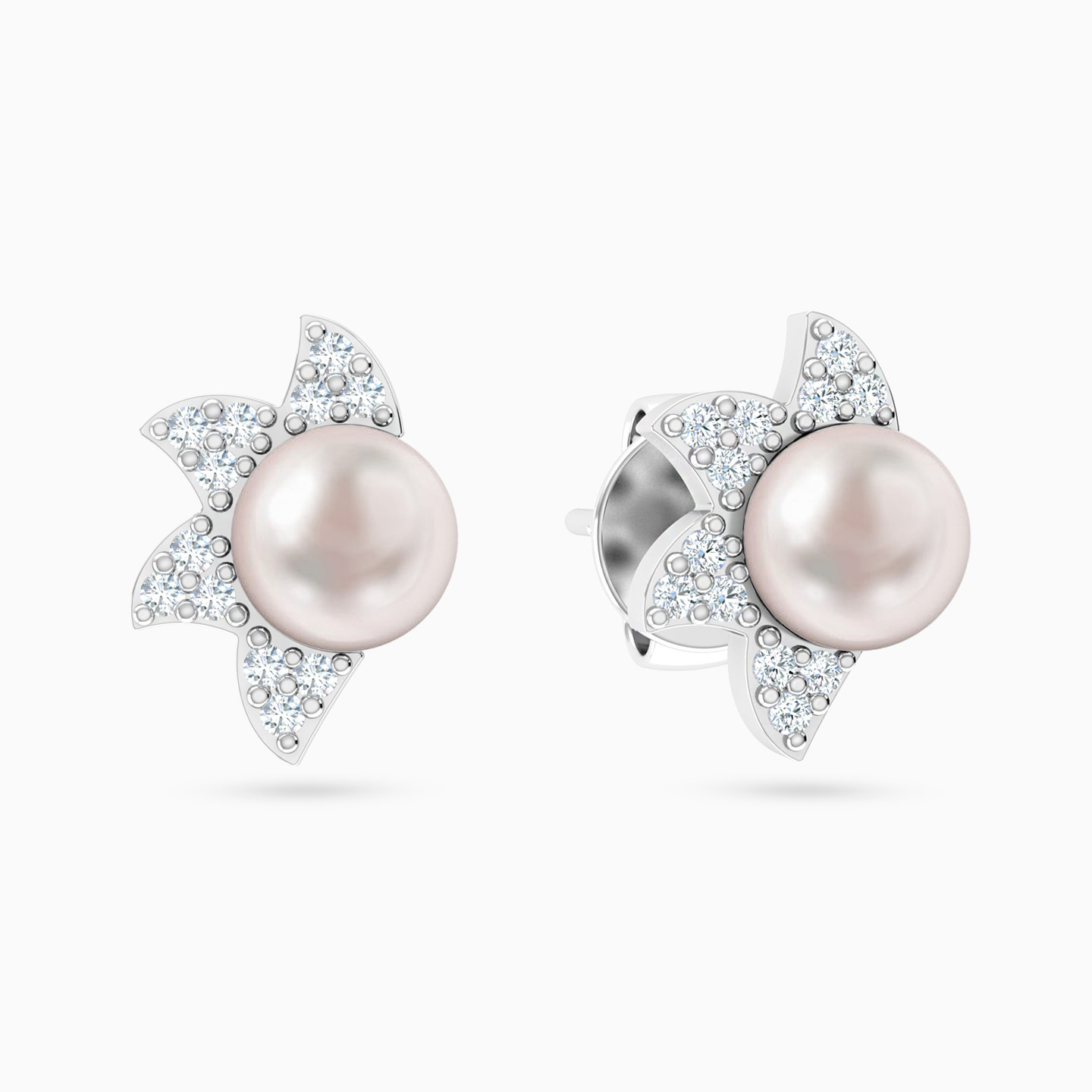 أقراط صغيرة ذهب شمس عيار 18 قيراط مزينة بالألماس واللؤلؤ أقراط صغيرة ذهب شمس عيار 18 قيراط مزينة بالألماس واللؤلؤ