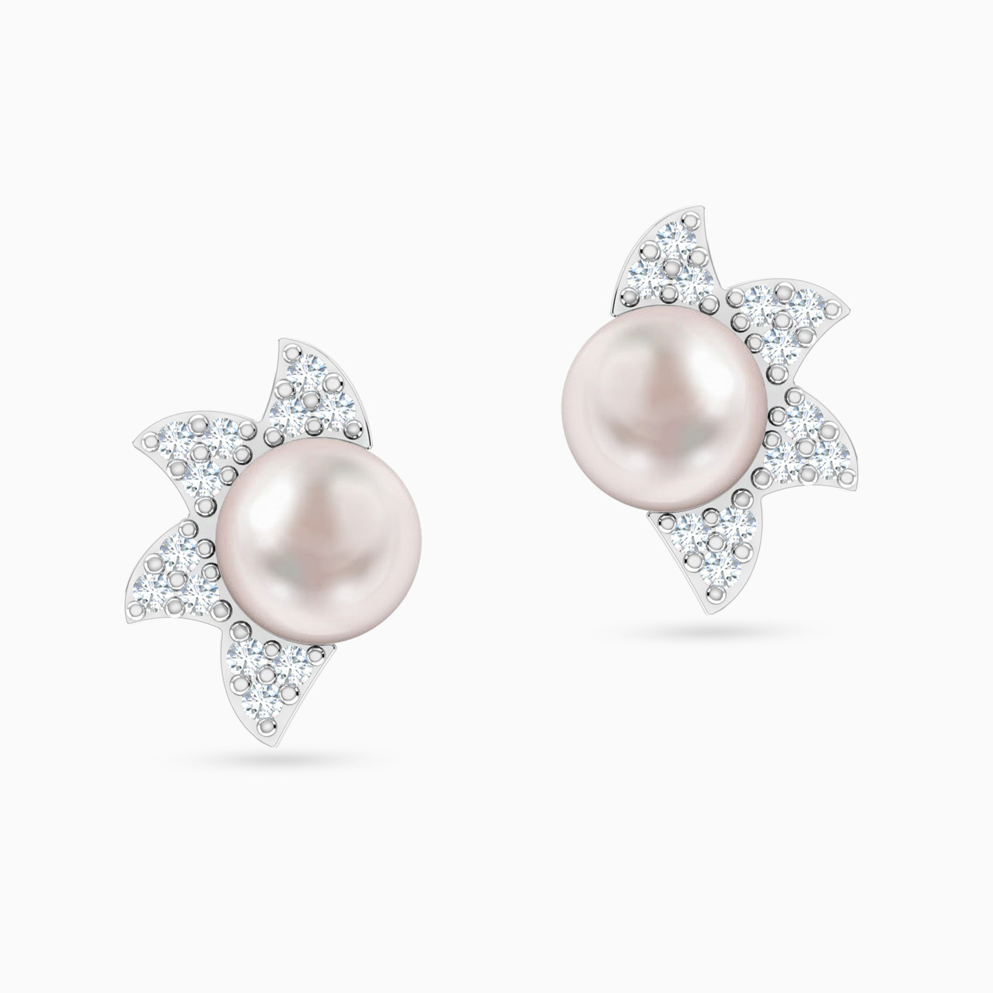 أقراط صغيرة ذهب شمس عيار 18 قيراط مزينة بالألماس واللؤلؤ - 3 أقراط صغيرة ذهب شمس عيار 18 قيراط مزينة بالألماس واللؤلؤ - 3