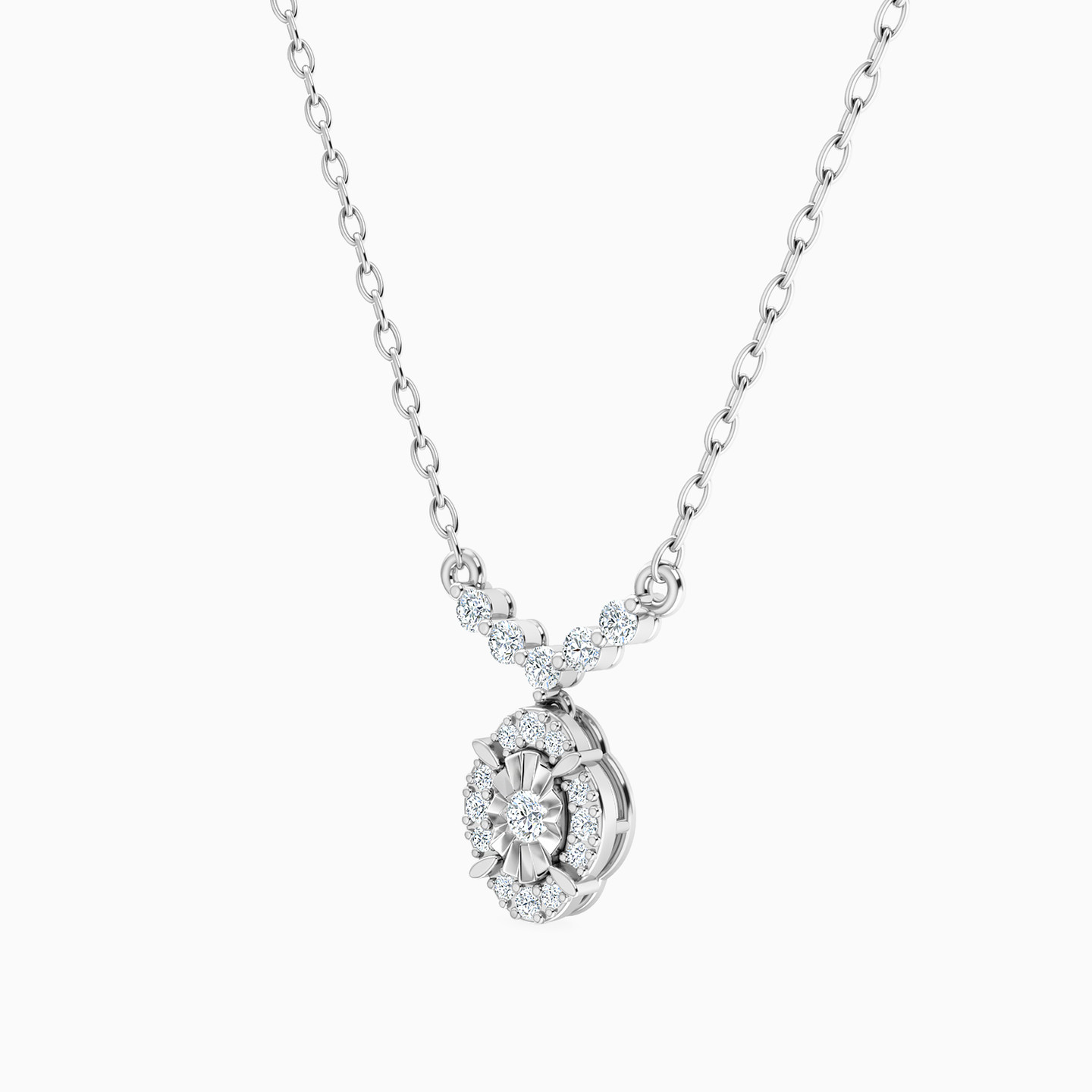 Oval Diamond Necklace in 18K Gold - 2