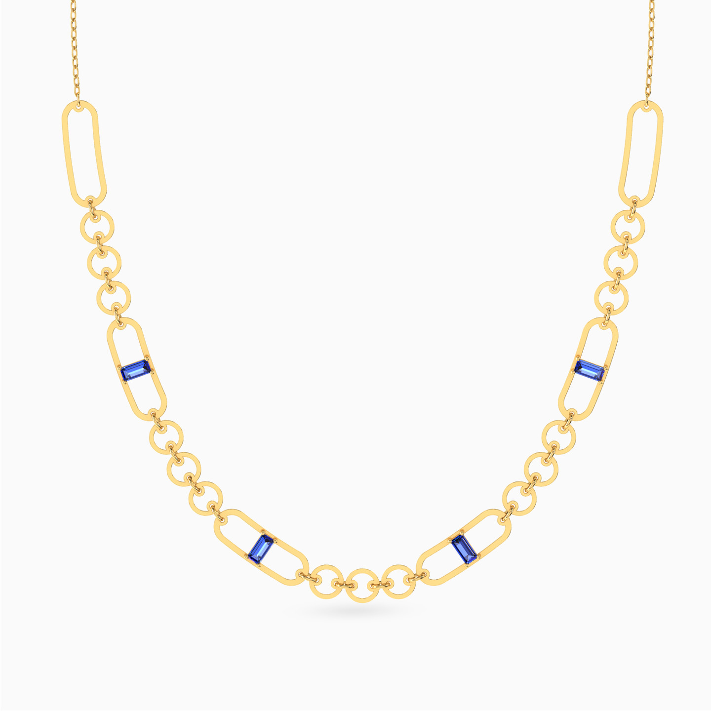 Blue Stone Chain Necklace in 18K Gold - 3 Blue Stone Chain Necklace in 18K Gold - 3