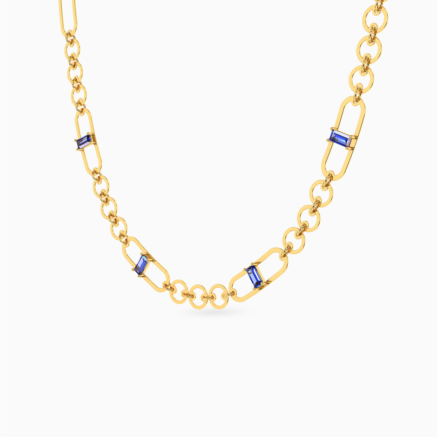 Blue Stone Chain Necklace in 18K Gold - 2 Blue Stone Chain Necklace in 18K Gold - 2