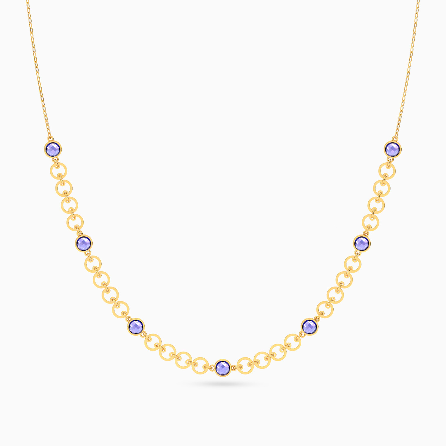سلسلة ذهب عيار 18 قيراط مزينة بحجر بنفسجي - 3