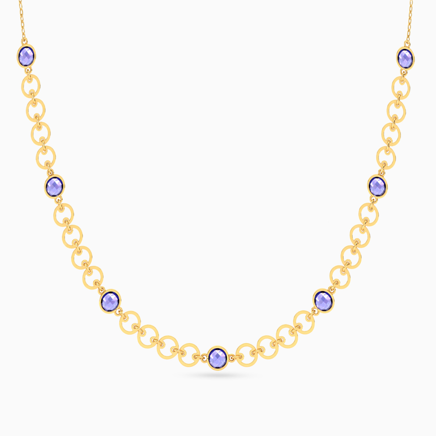سلسلة ذهب عيار 18 قيراط مزينة بحجر بنفسجي