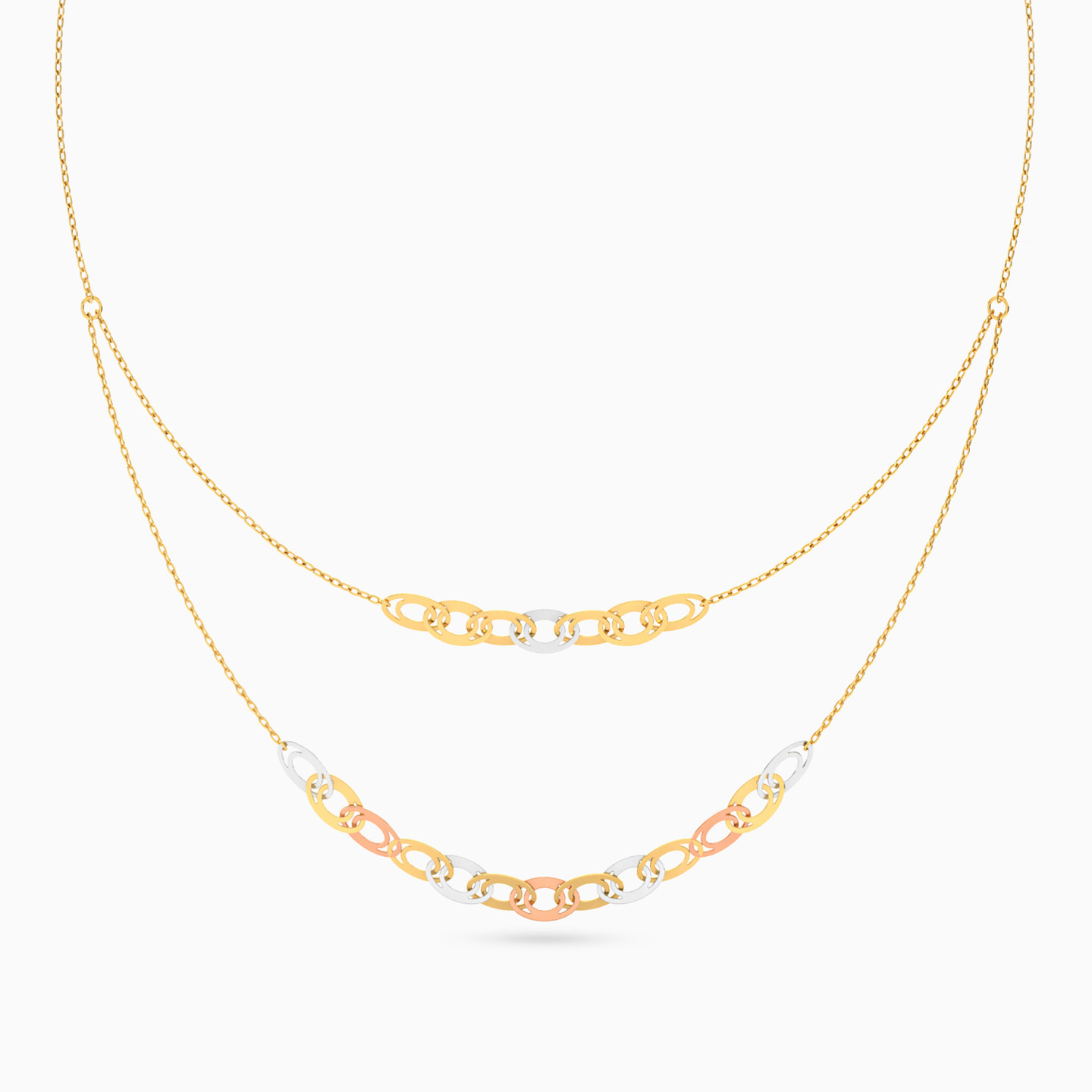 Chain Layered Necklace in 18K Gold - 3 Chain Layered Necklace in 18K Gold - 3