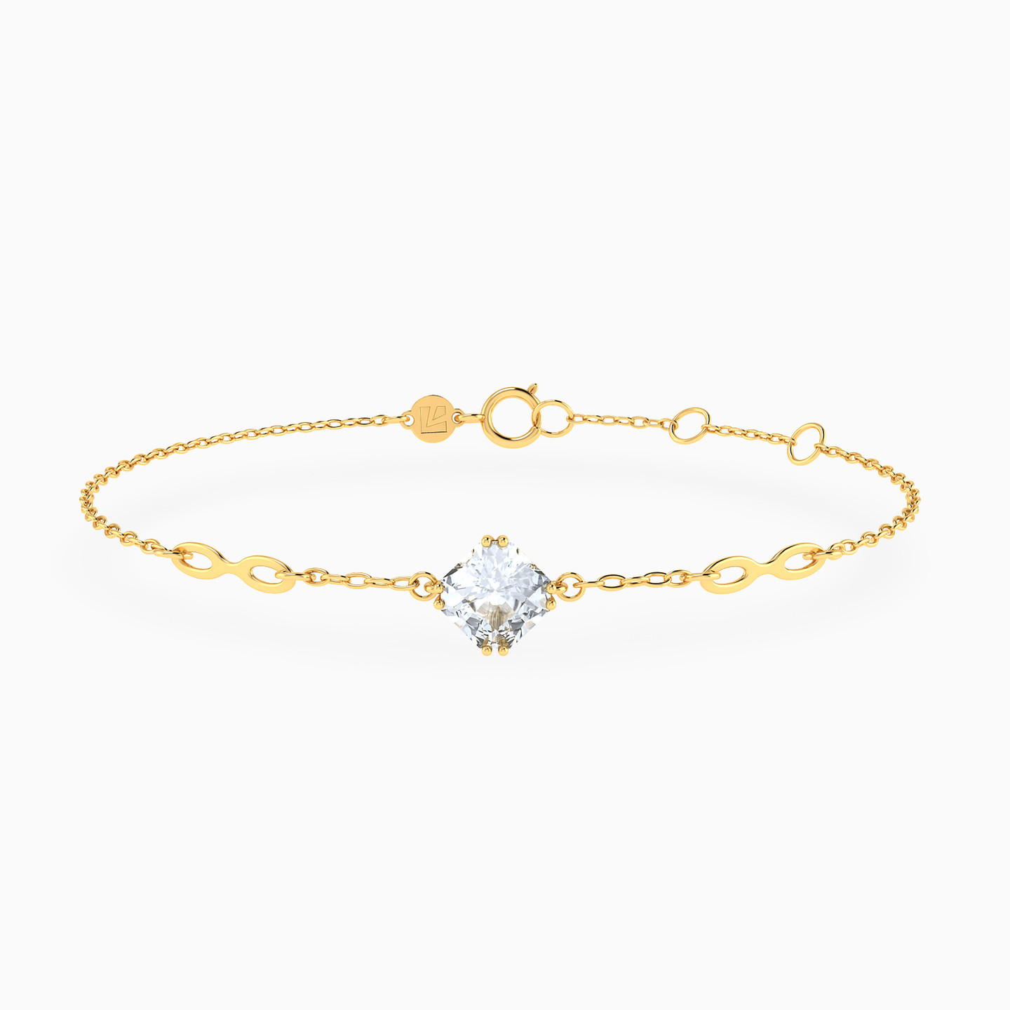 Square Cubic Zirconia Chain Bracelet in 14K Gold Square Cubic Zirconia Chain Bracelet in 14K Gold