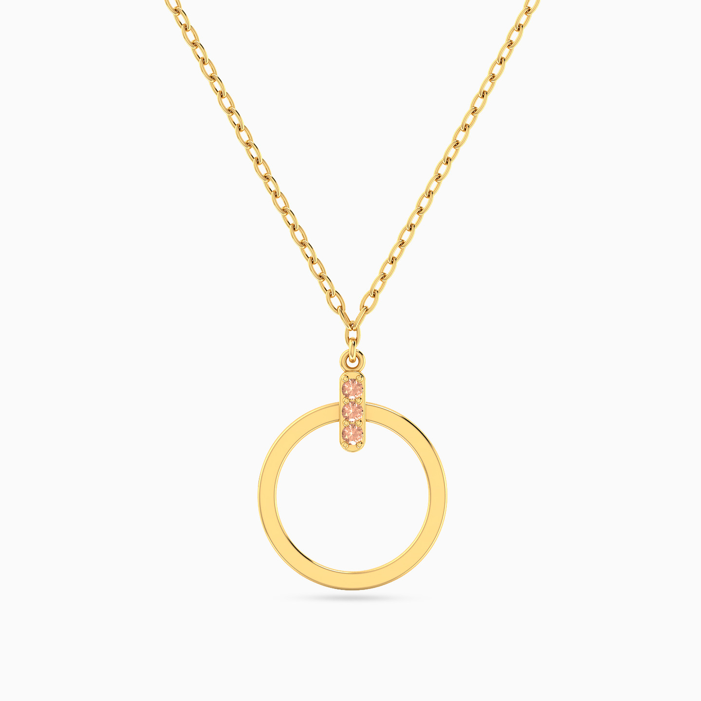 Circle Orange Stone Necklace In 14K Gold Circle Orange Stone Necklace In 14K Gold