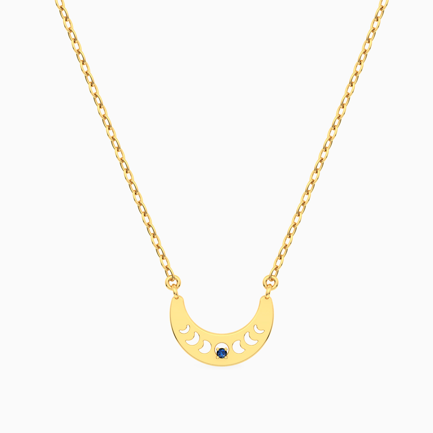 Cescent Moon Blue Stone Necklace In 14K Gold Cescent Moon Blue Stone Necklace In 14K Gold