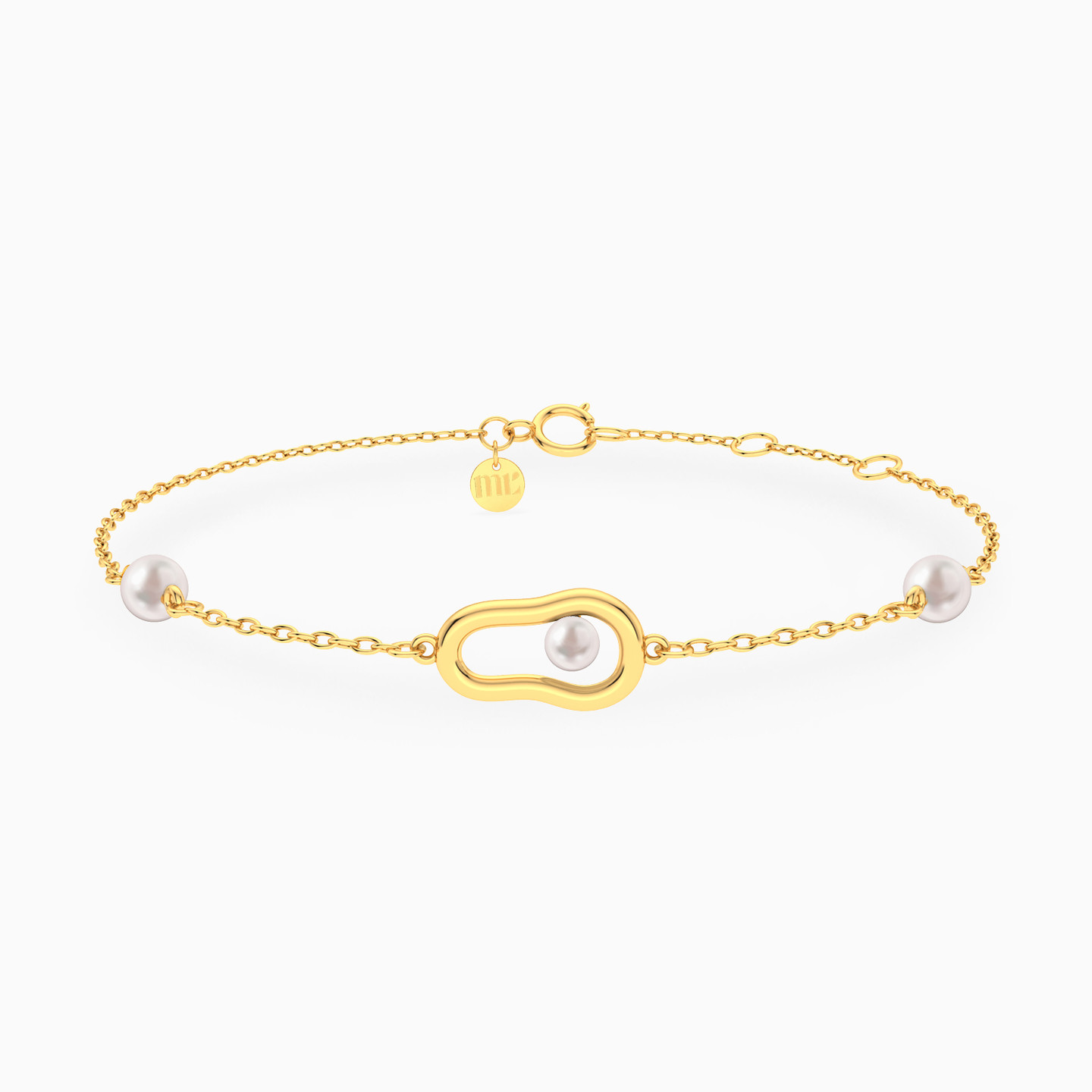 Avocado Pearl Chain Bracelet In 18K Gold