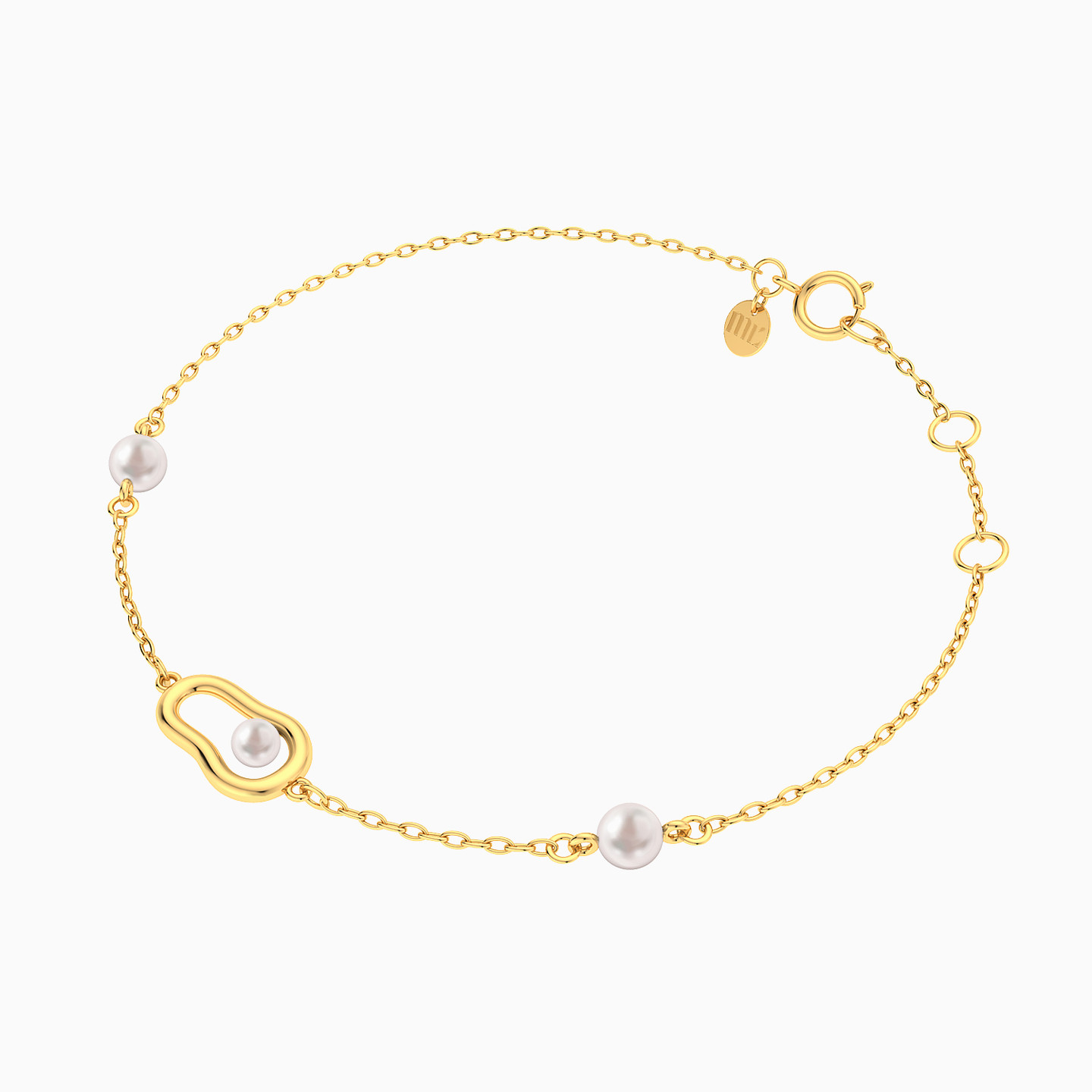 Avocado Pearl Chain Bracelet In 18K Gold - 3