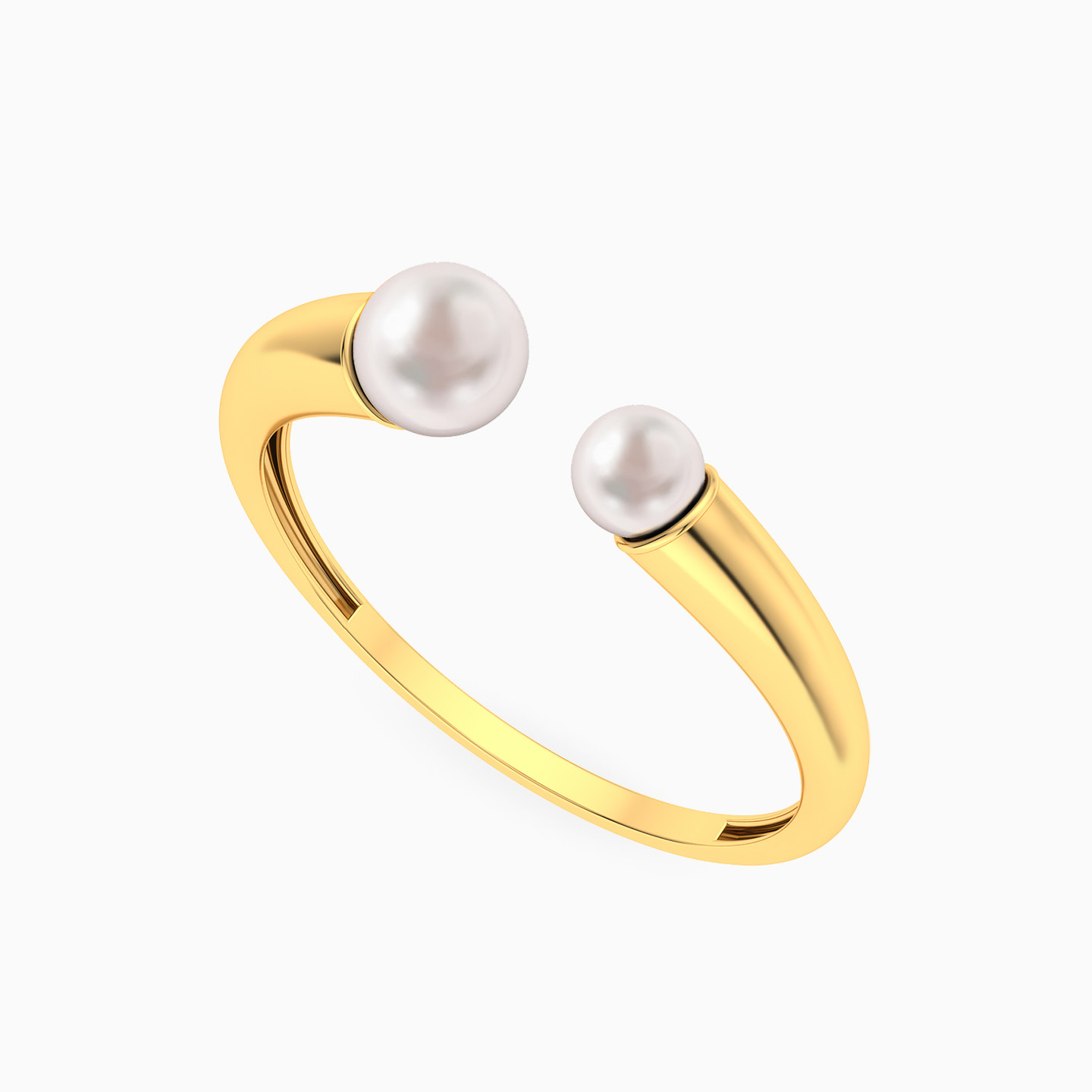 Open Band Two-Headed Pearl Ring in 18K Gold - 3 Open Band Two-Headed Pearl Ring in 18K Gold - 3