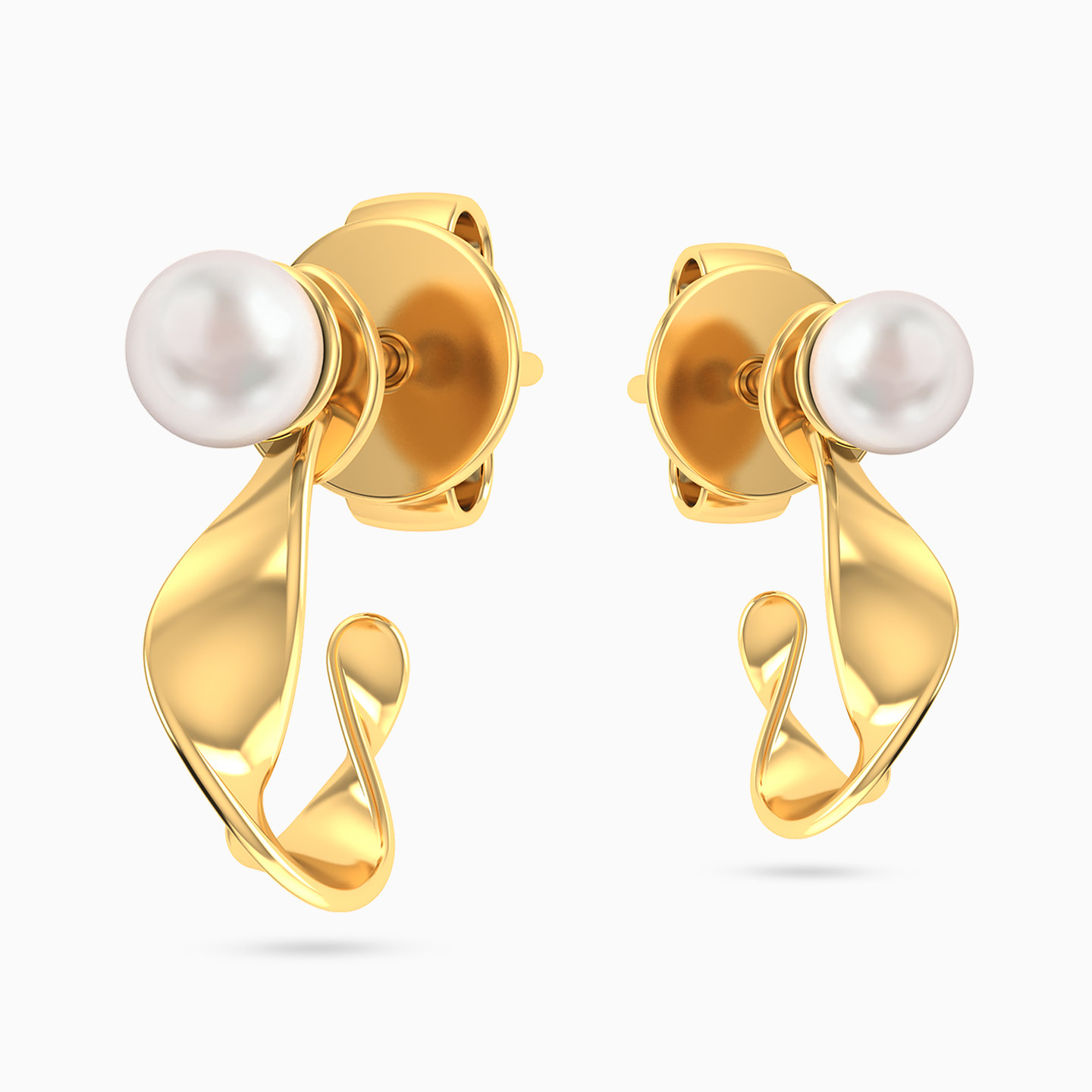 Swirl Pearl Stud Earrings In 18K Gold - 4 Swirl Pearl Stud Earrings In 18K Gold - 4