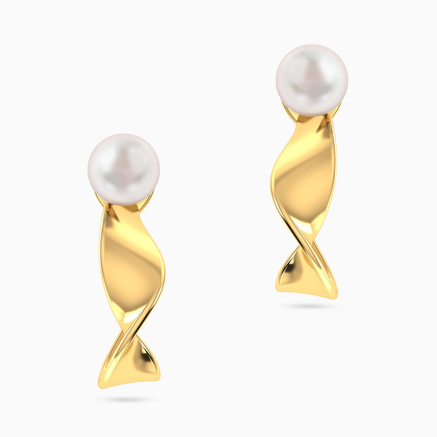 Swirl Pearl Stud Earrings in 18K Gold - 3 Swirl Pearl Stud Earrings in 18K Gold - 3