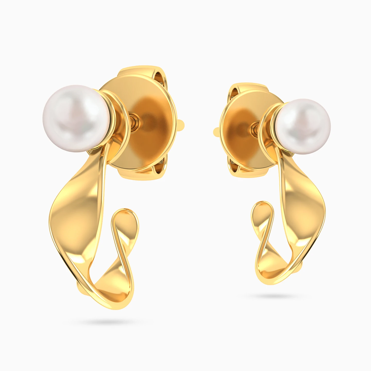 Swirl Pearl Stud Earrings in 18K Gold - 4 Swirl Pearl Stud Earrings in 18K Gold - 4