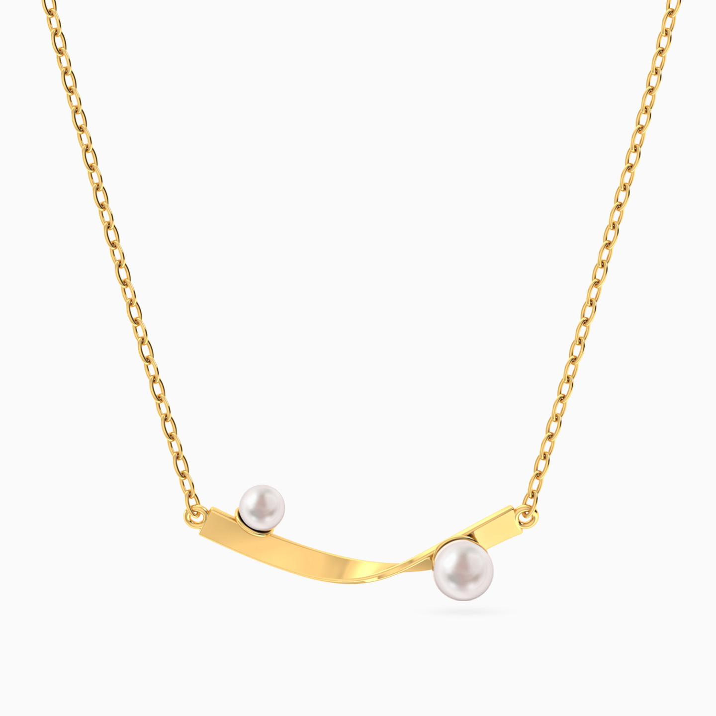 Curved Bar Pearl Necklace in 18K Gold Curved Bar Pearl Necklace in 18K Gold